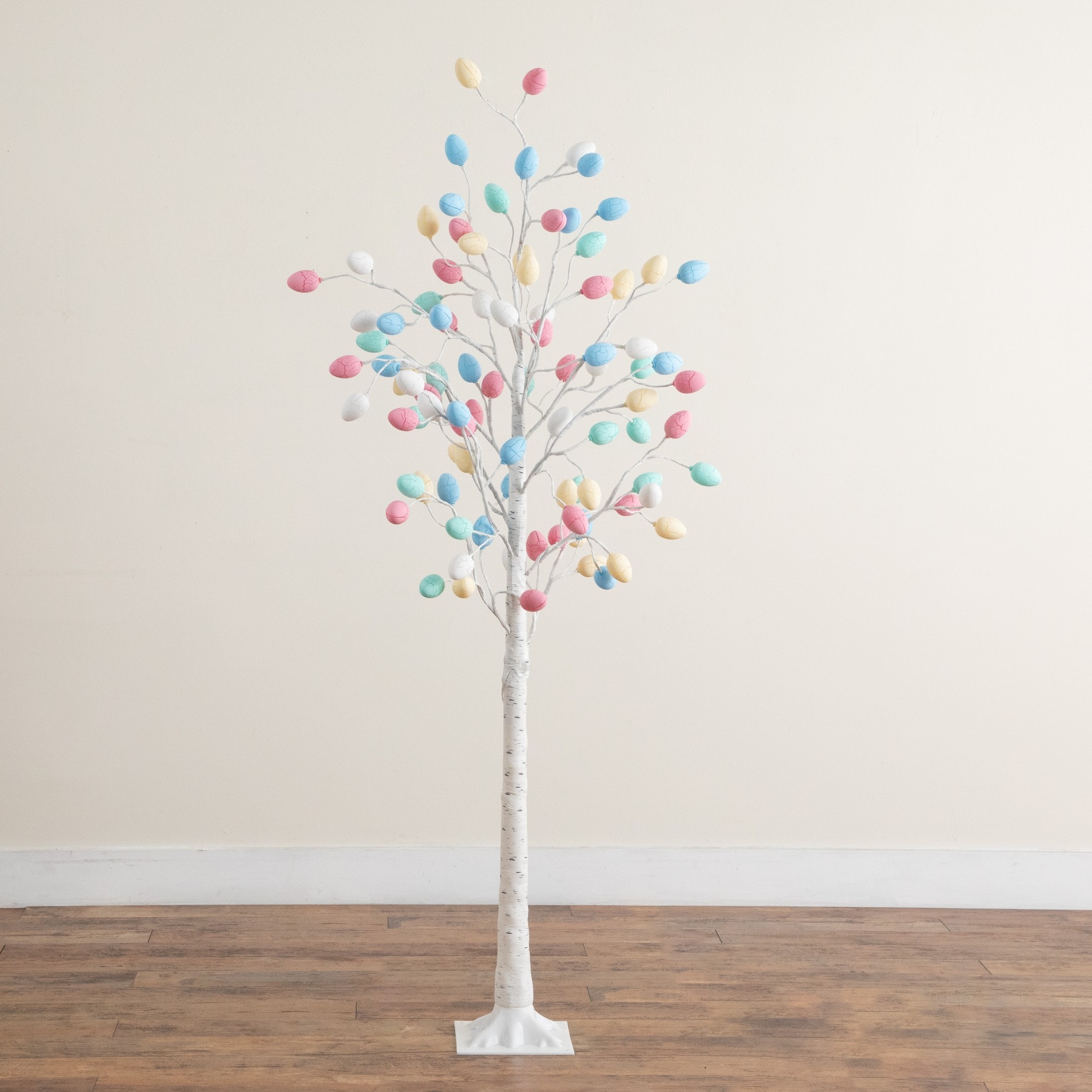 6ft. Pre-Lit Artificial Easter Twig Tree with 96 Egg Shaped LED Ornaments