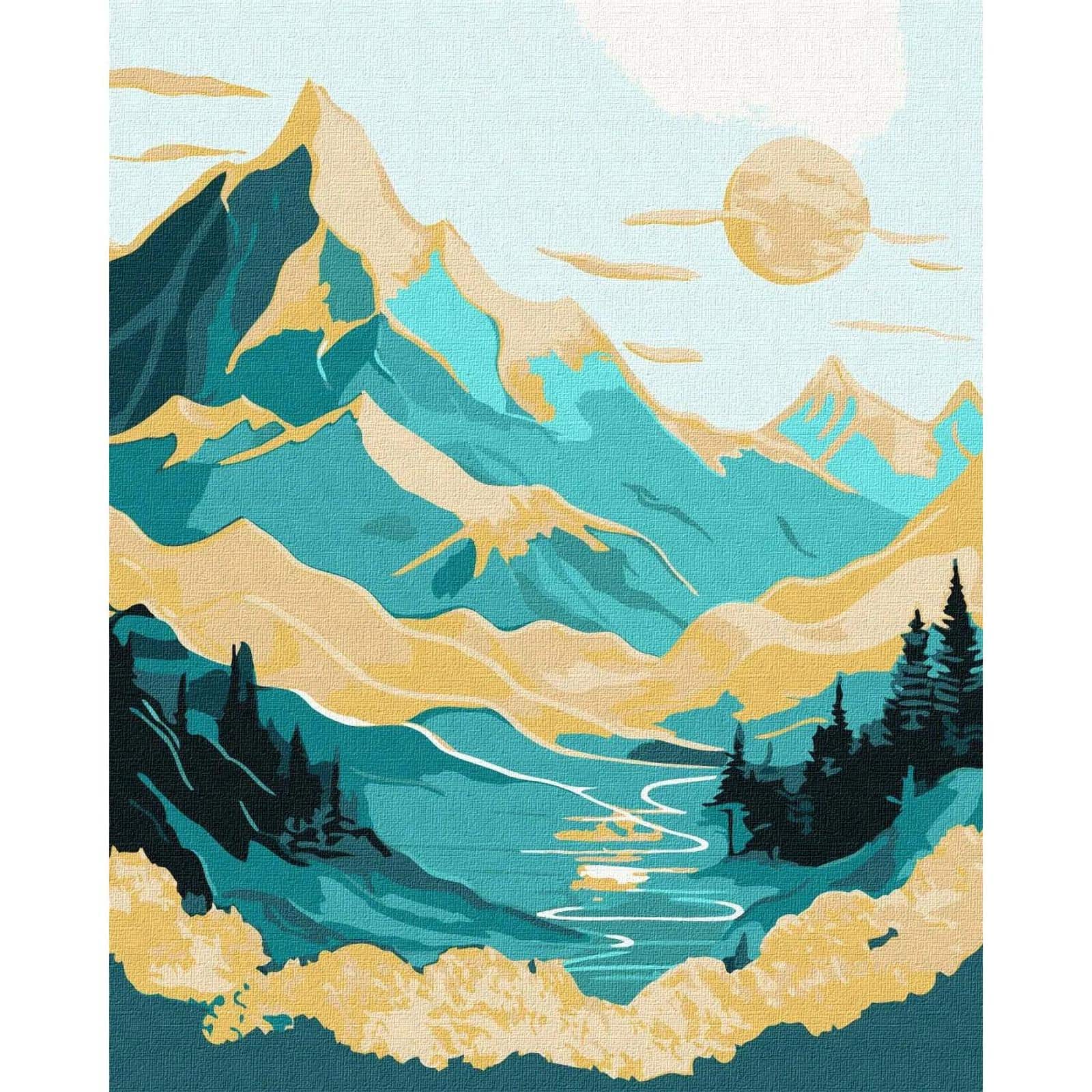 Ideyka Sunrise in The Mountains Painting by Numbers Kit
