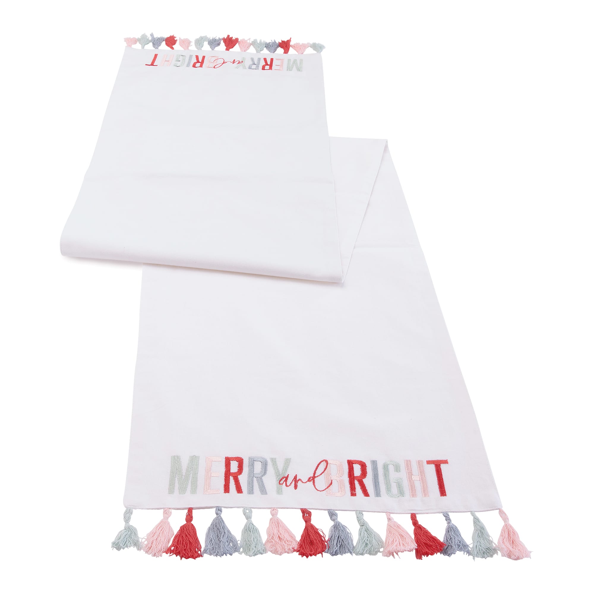 Melrose 72" x 14.5" Merry & Bright Tassel Table Runner