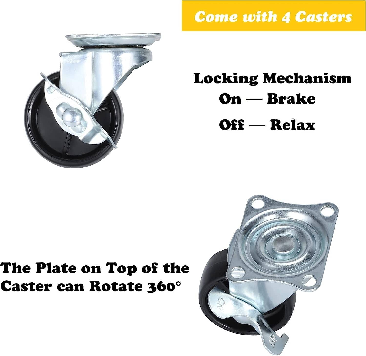 NEX™ Black Industrial Pipe Metal Table Legs with Casters, 4ct.