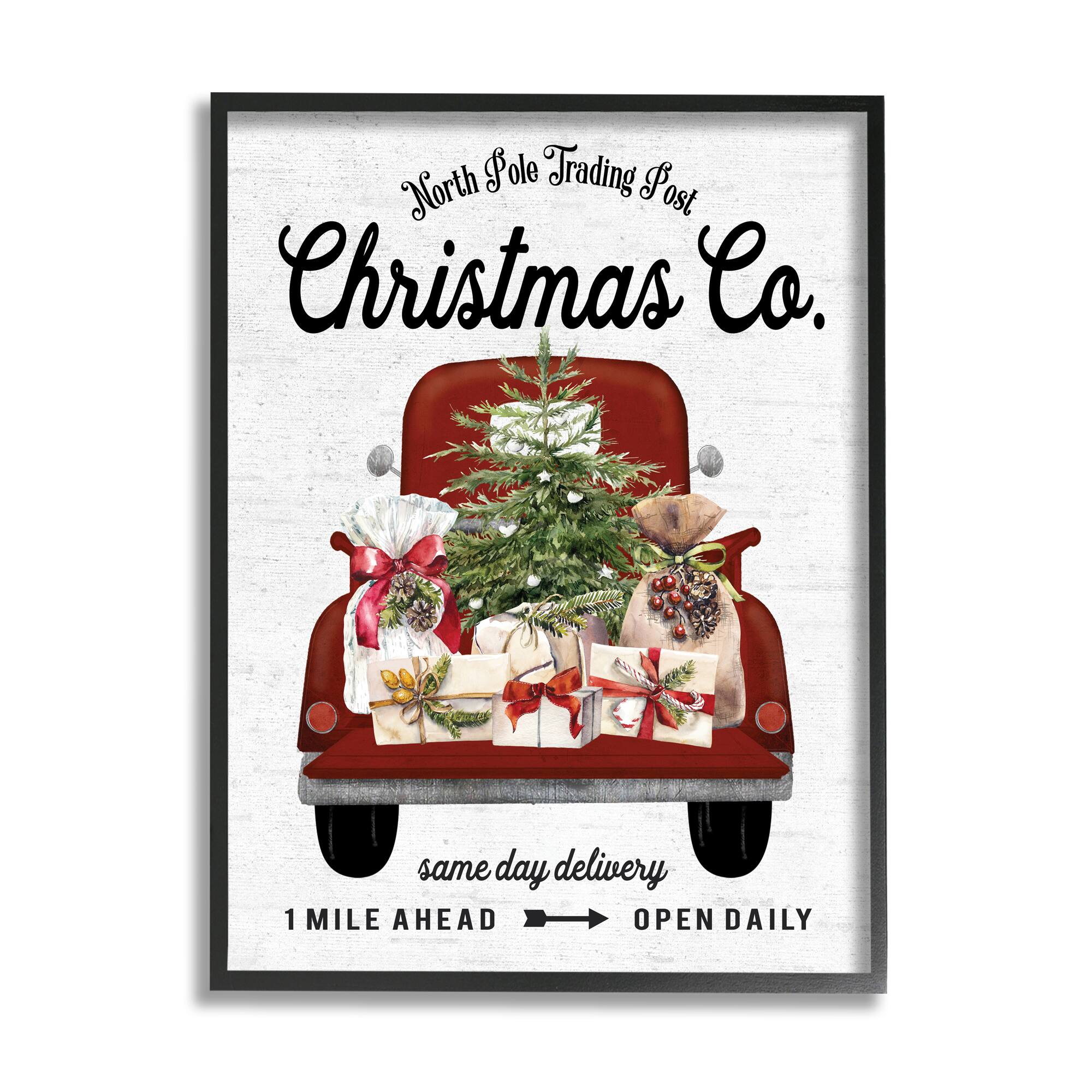 Stupell Industries North Pole Christmas Co. Sign Framed Giclee Art