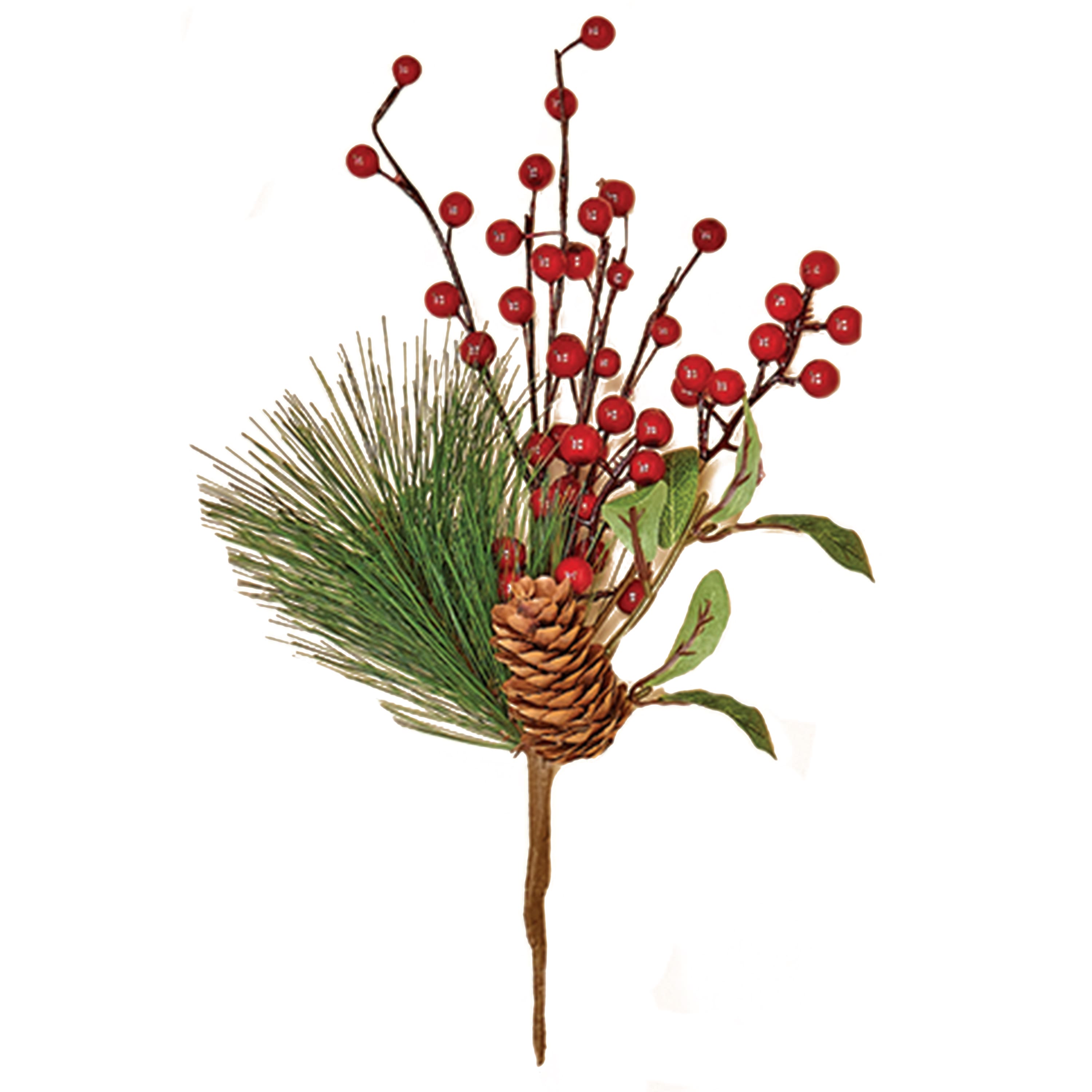 12" Artificial Christmas Berry with Pinecone & Pine Picks, 3ct.