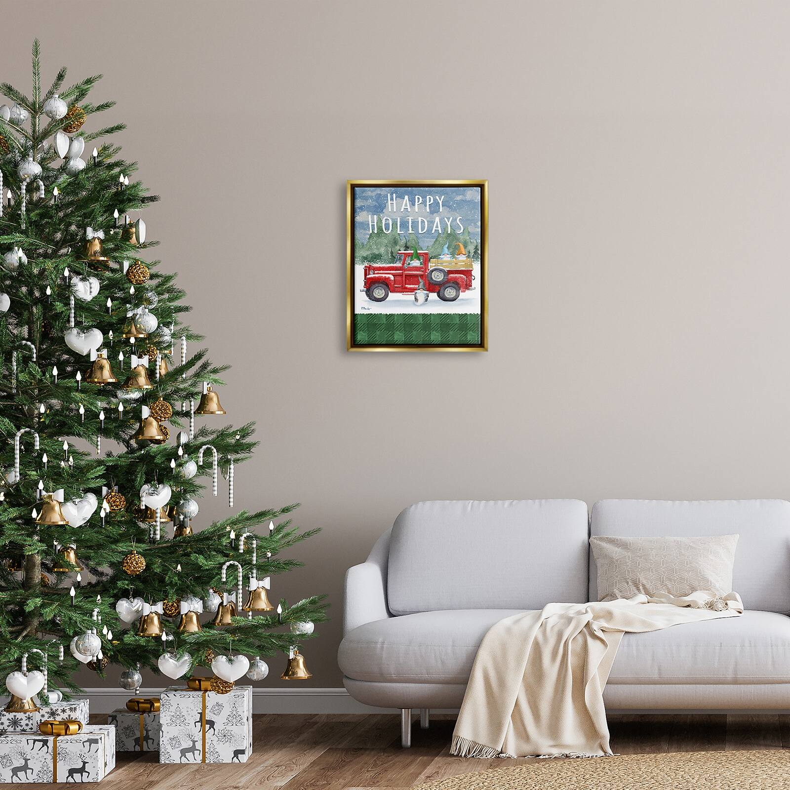 Stupell Industries Happy Holidays Truck Floater Framed Art