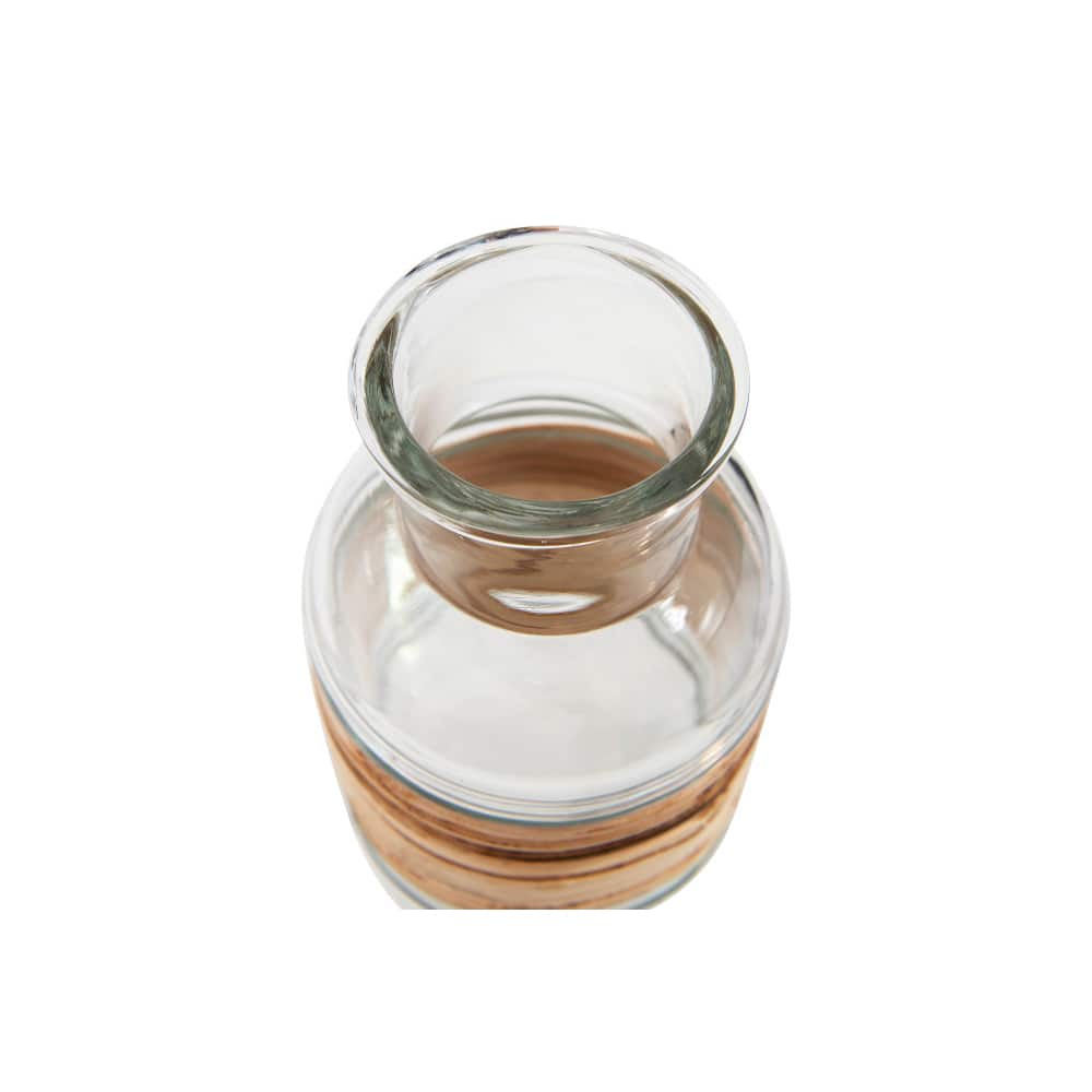 Hello Honey® 6.5" Clear Glass Vase With Wrapped Rattan Accent