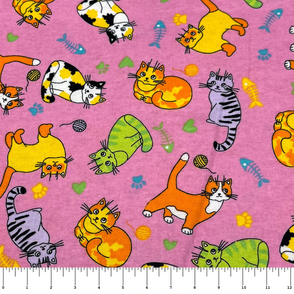 Feldman Pink Cats Cotton Flannel