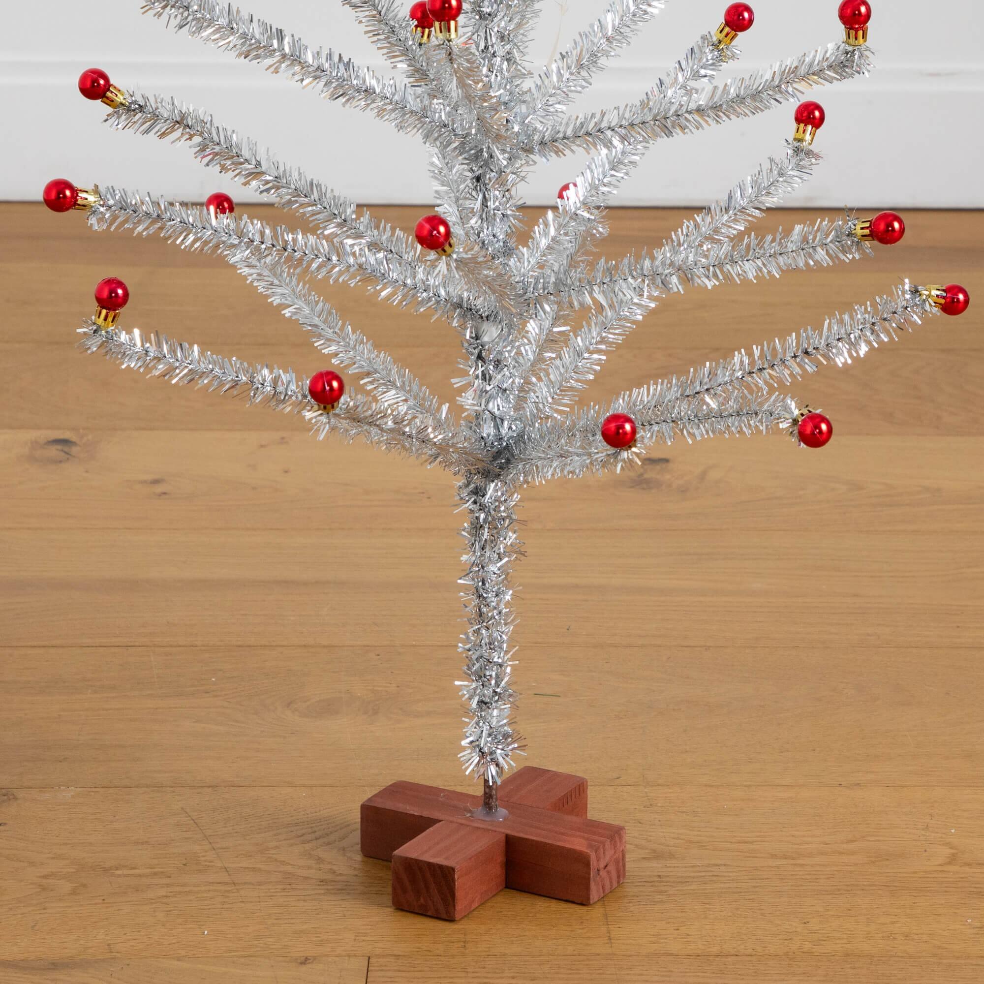 4ft. Unlit Retro Silver Tinsel Artificial Christmas Tree