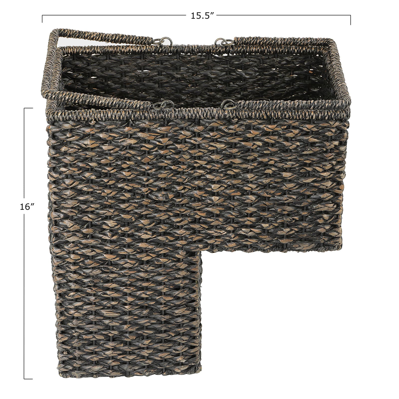 Hello Honey® 16" Bangkuan & Rattan Black Stair Basket with Handle