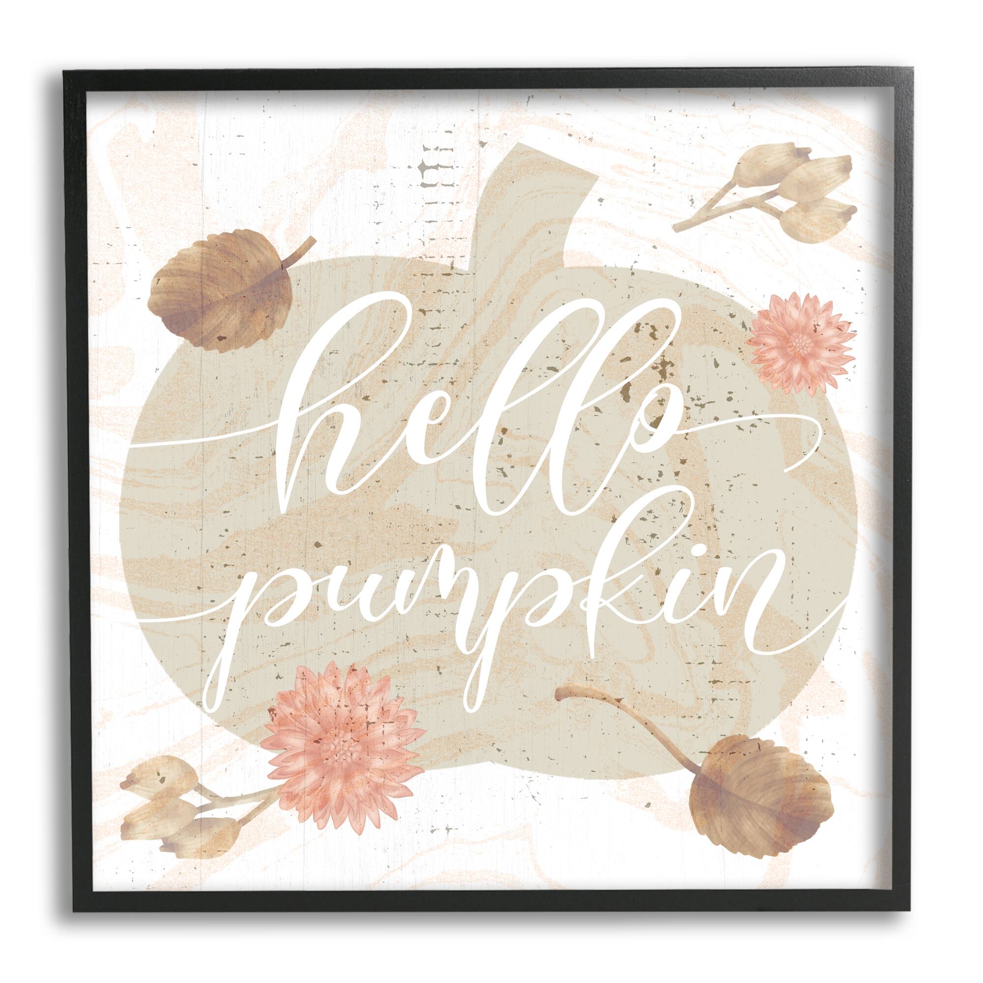Stupell Industries Hello Pumpkin Autumn Harvest Framed Giclee Art