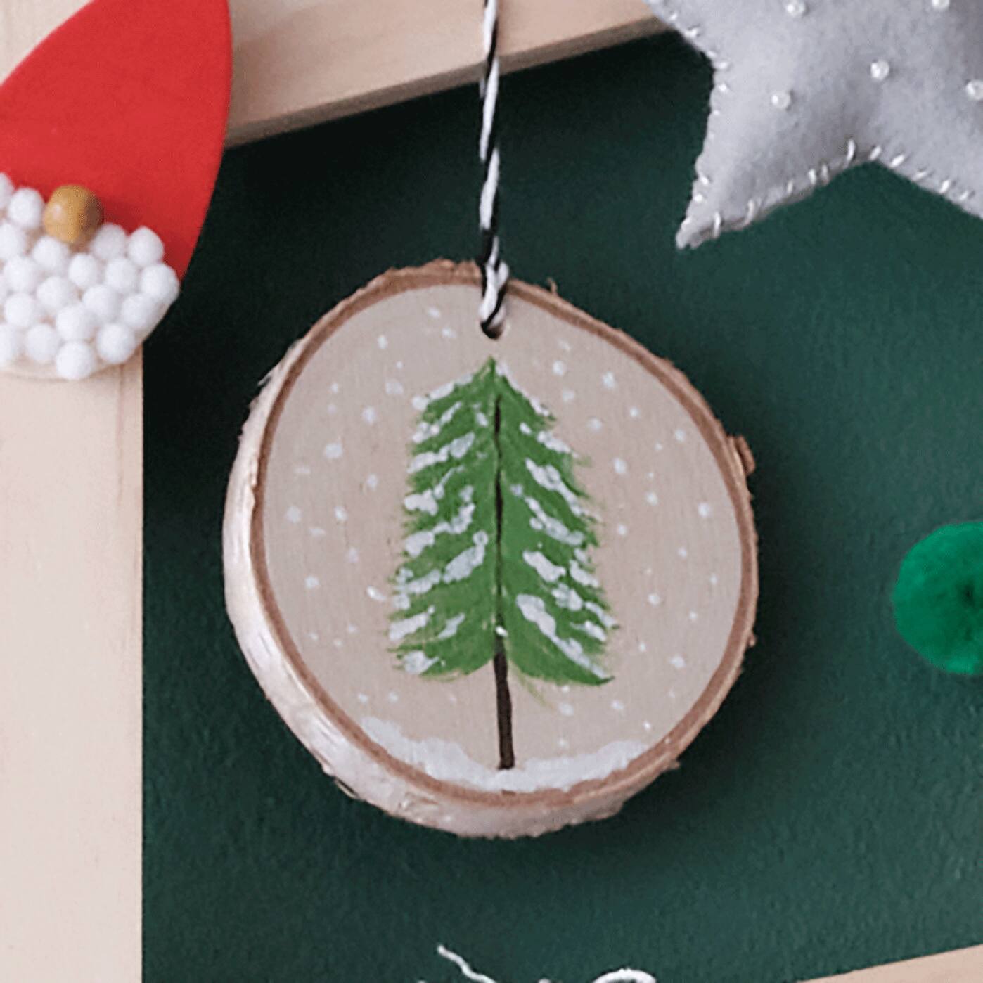 Painted Tree Wood Circle Ornament
