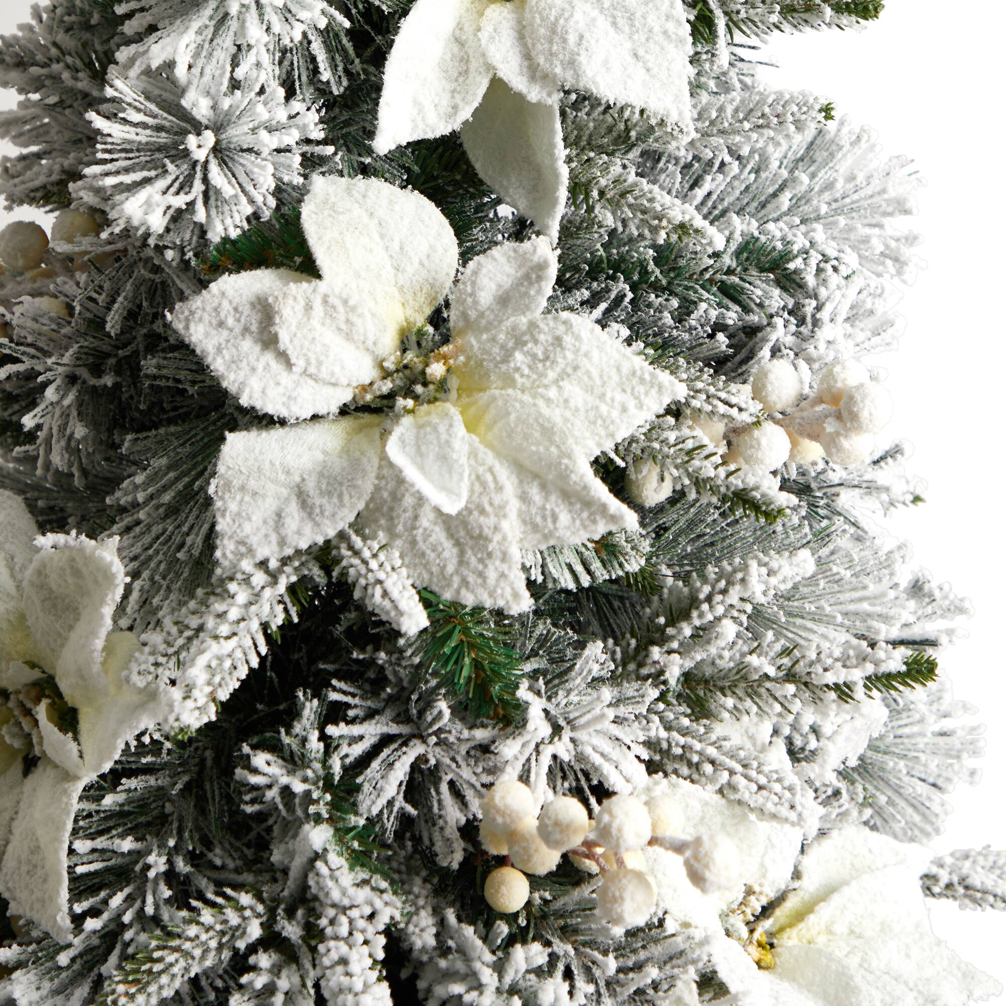 4ft. Pre-Lit Flocked Artificial Christmas Tree in Decorative Urn, Warm White Lights