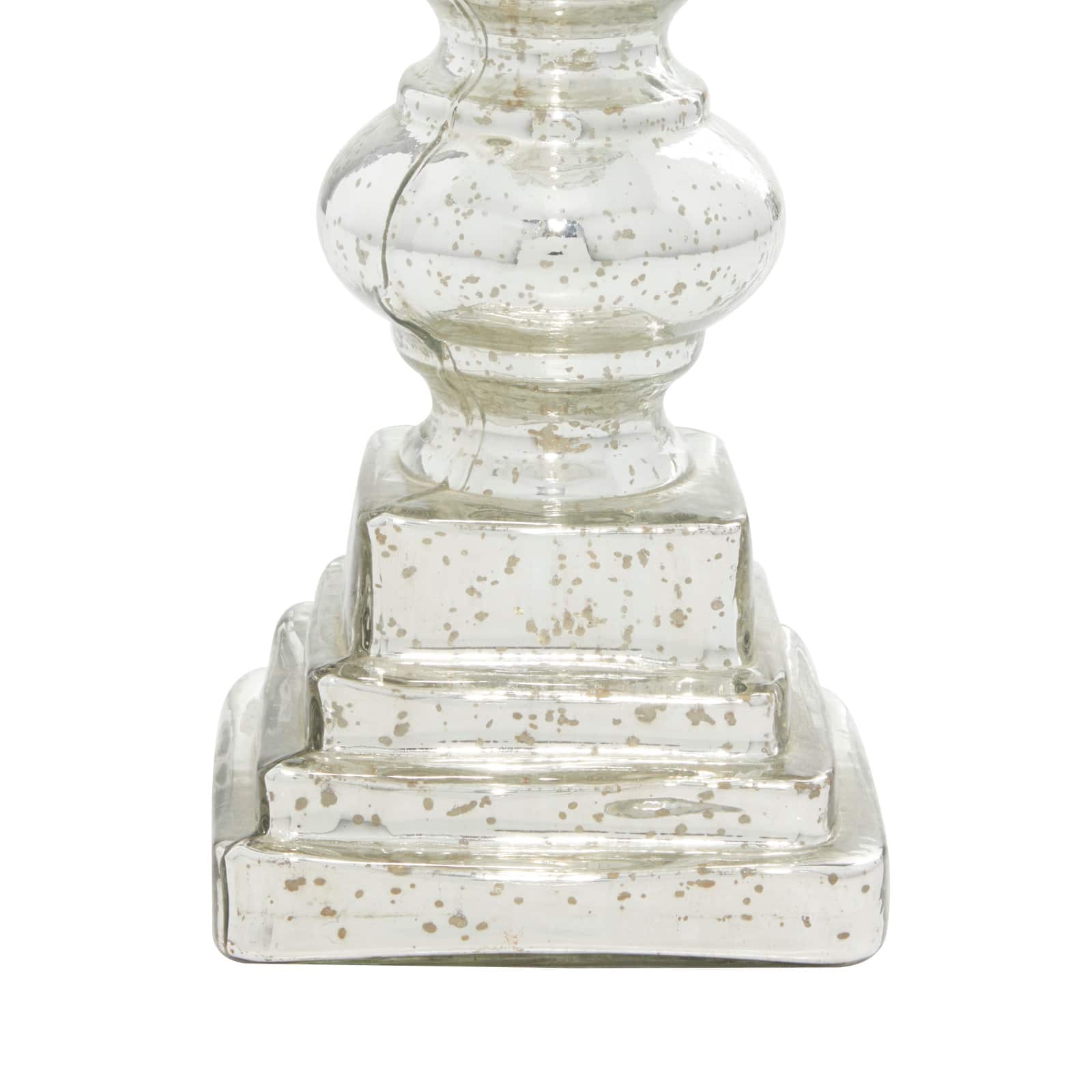 22" Silver Glass Traditional Candle Holder