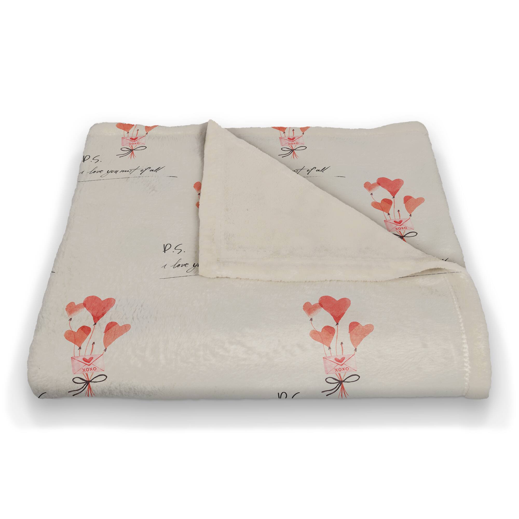 Valentines Balloons 50" x 60" Coral Fleece Blanket