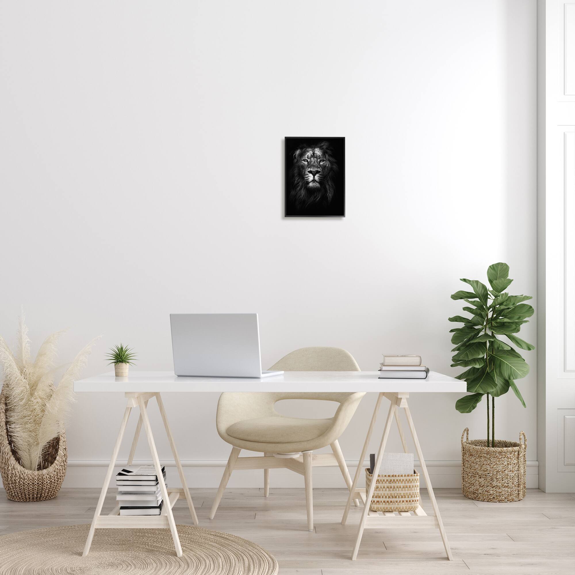 Stupell Industries King Of The Jungle Lion Portrait Black Framed Wall Art
