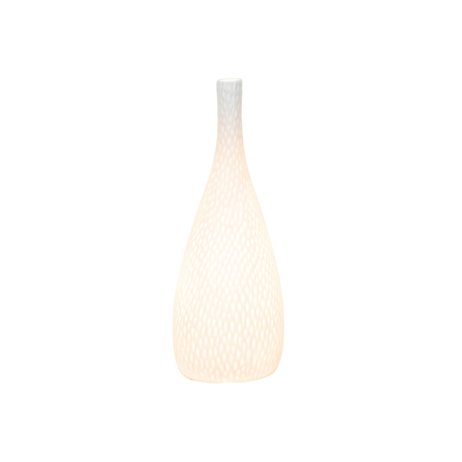 Hello Honey® 12.5" White Debossed Stoneware Bisque Table Lamp with Inline Switch