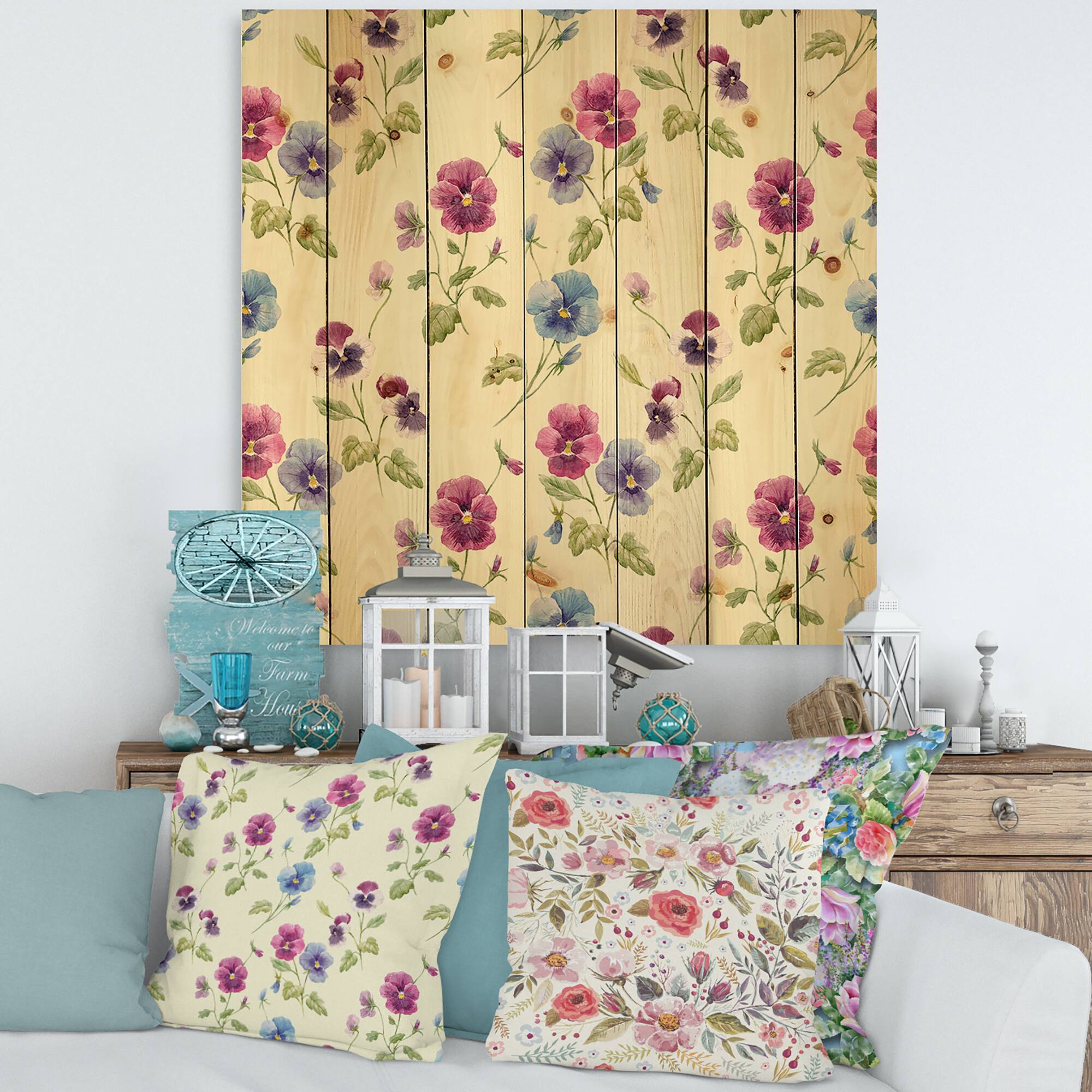 Designart - Pink and Blue Pansy Flowers I
