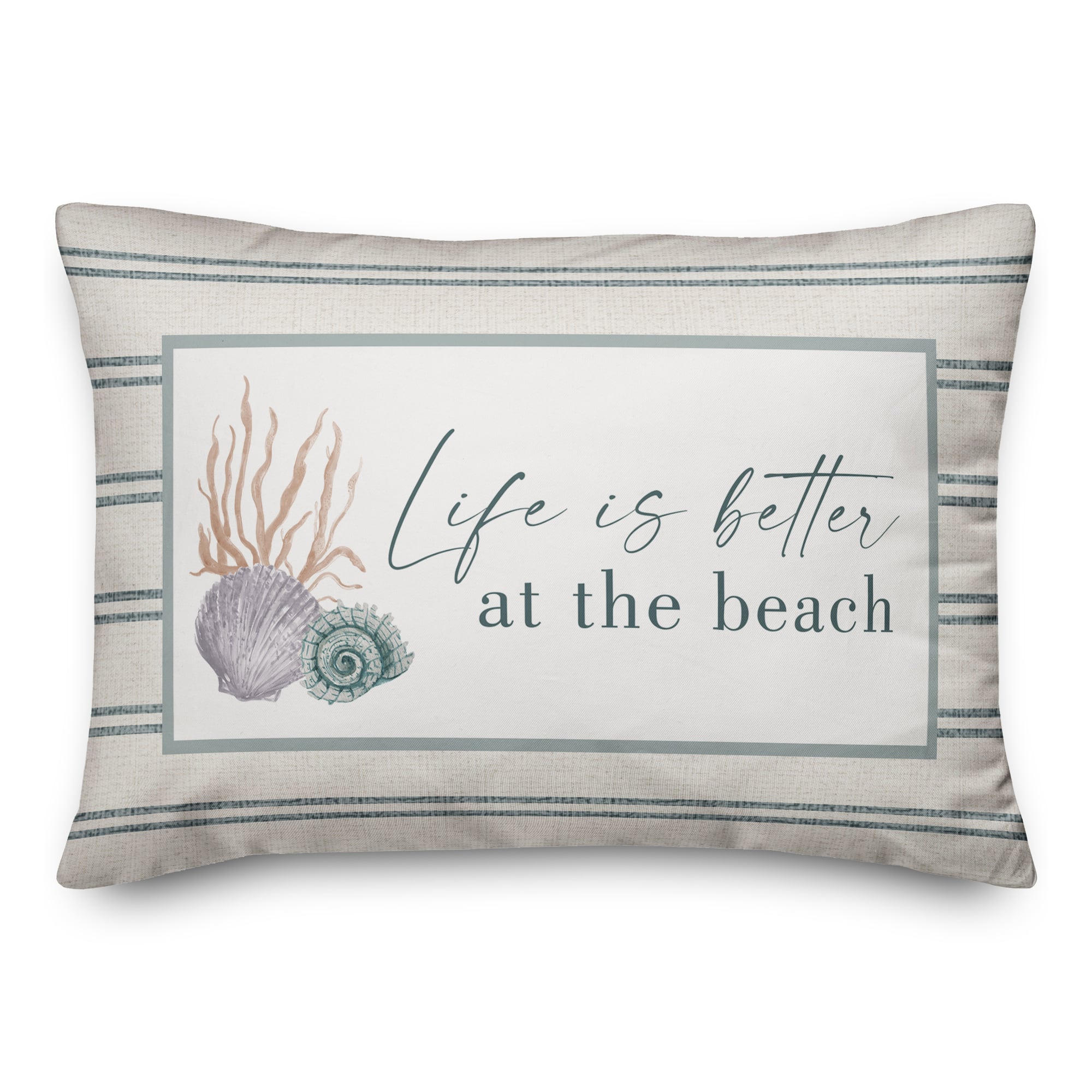 Life Is Better At The Beach Scallop & Snail Shell Throw Pillow