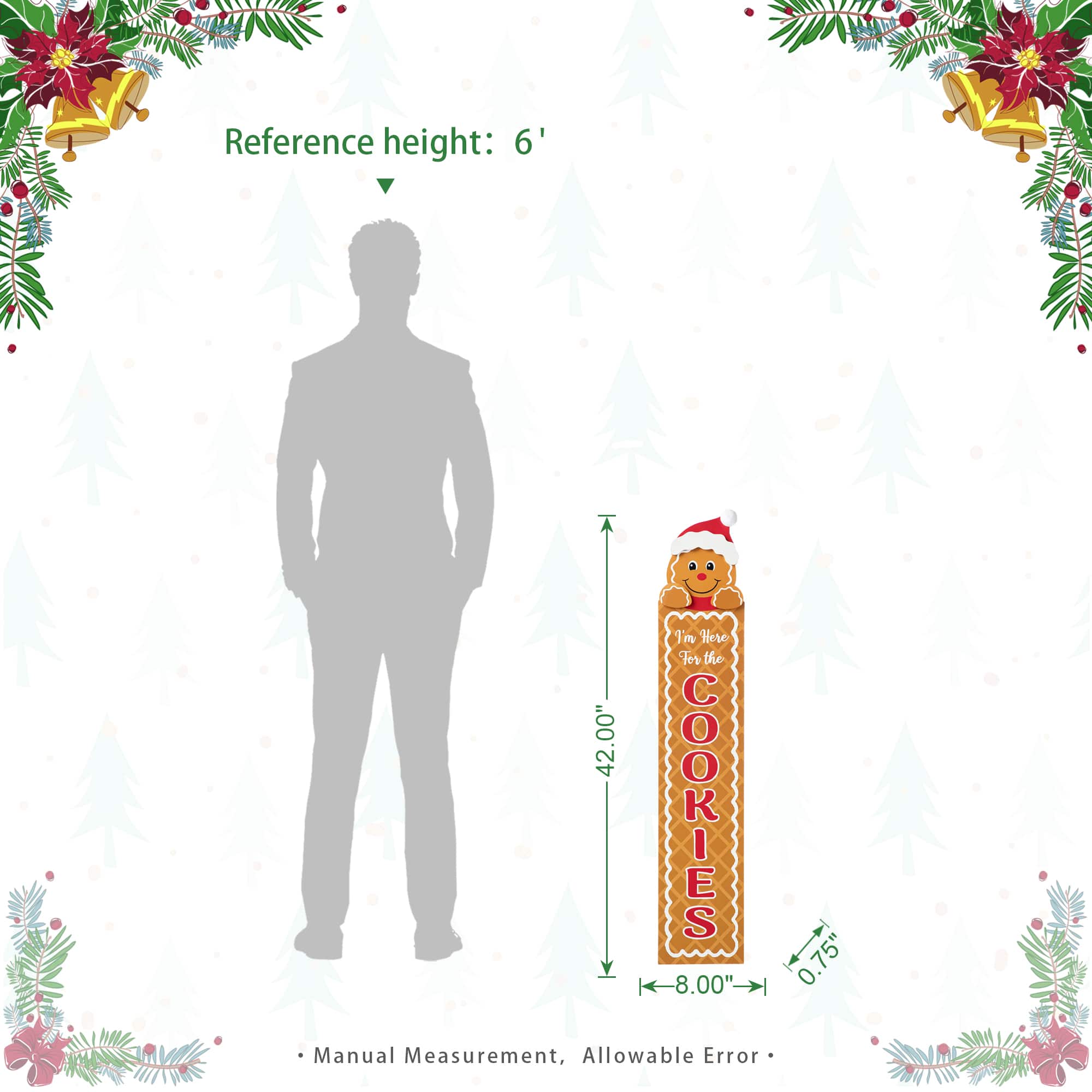 Glitzhome® 42" Wood Gingerbread Man "Cookies" Porch Décor