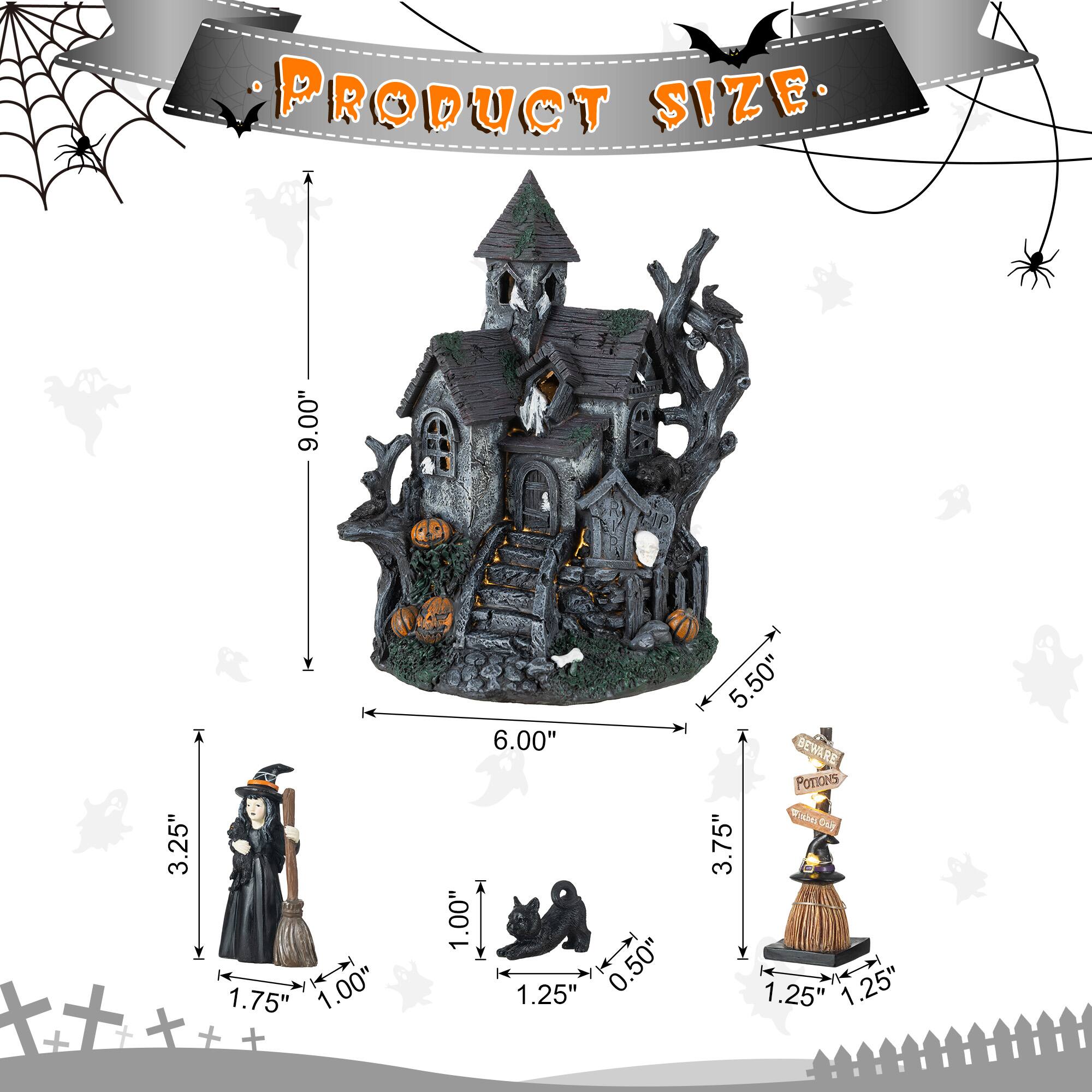 Glitzhome® Halloween Lighted Haunted House with Timer Set
