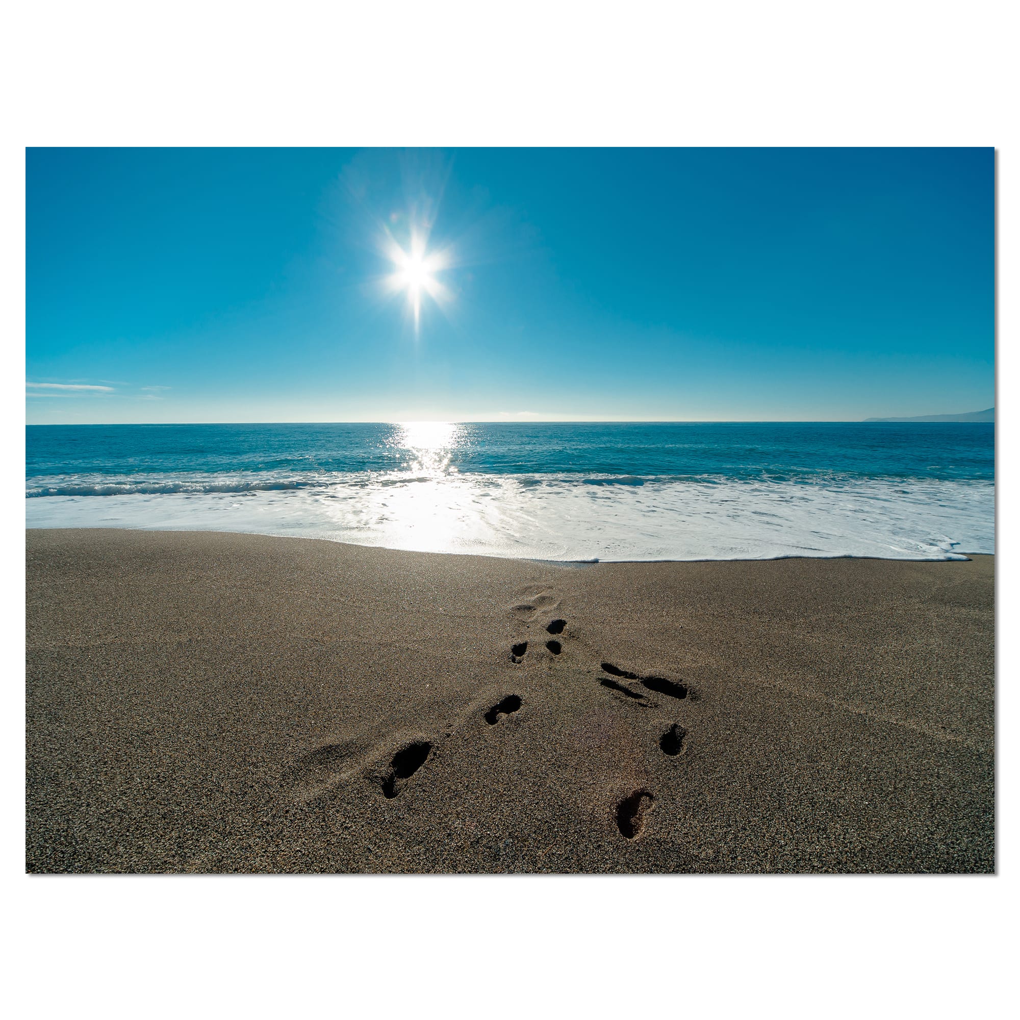 Designart - Blue Sea and Footprints in Sand