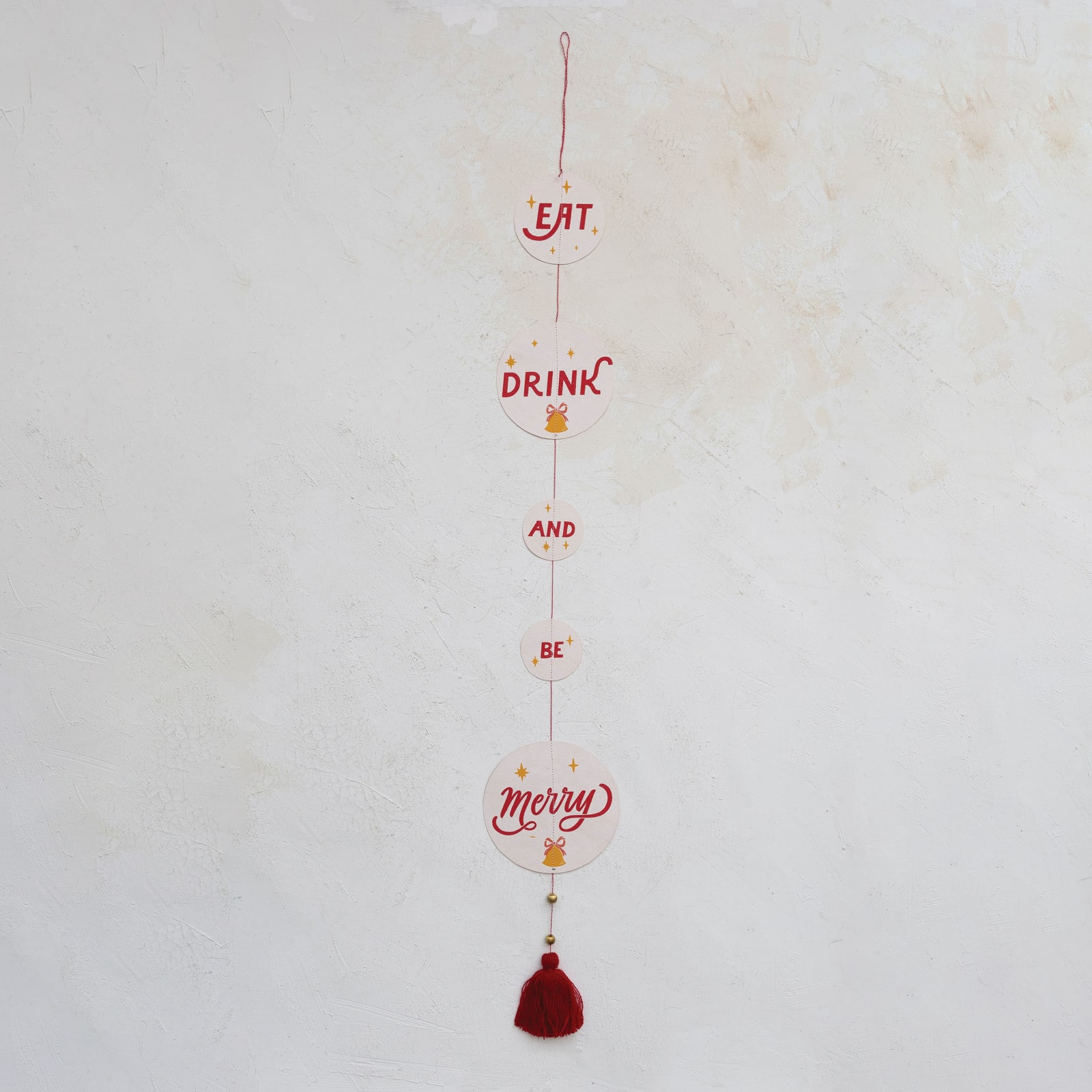 Hello Honey® 3ft. Eat Drink & Be Merry Handmade Recycled Paper Banner with Beaded Tassel