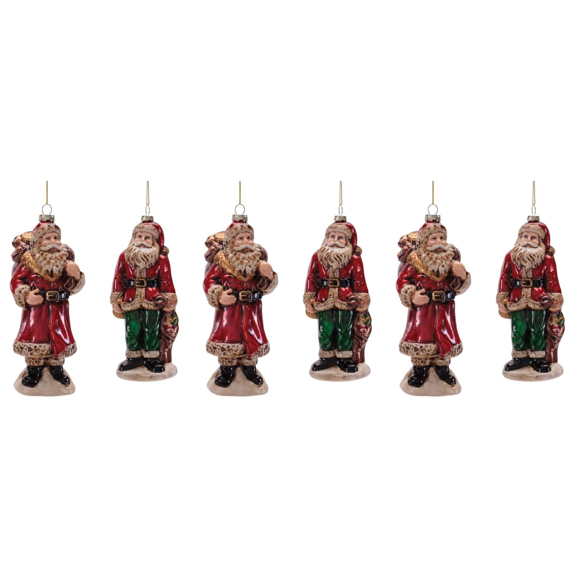 Melrose Traditional Santa Glass Ornaments Set
