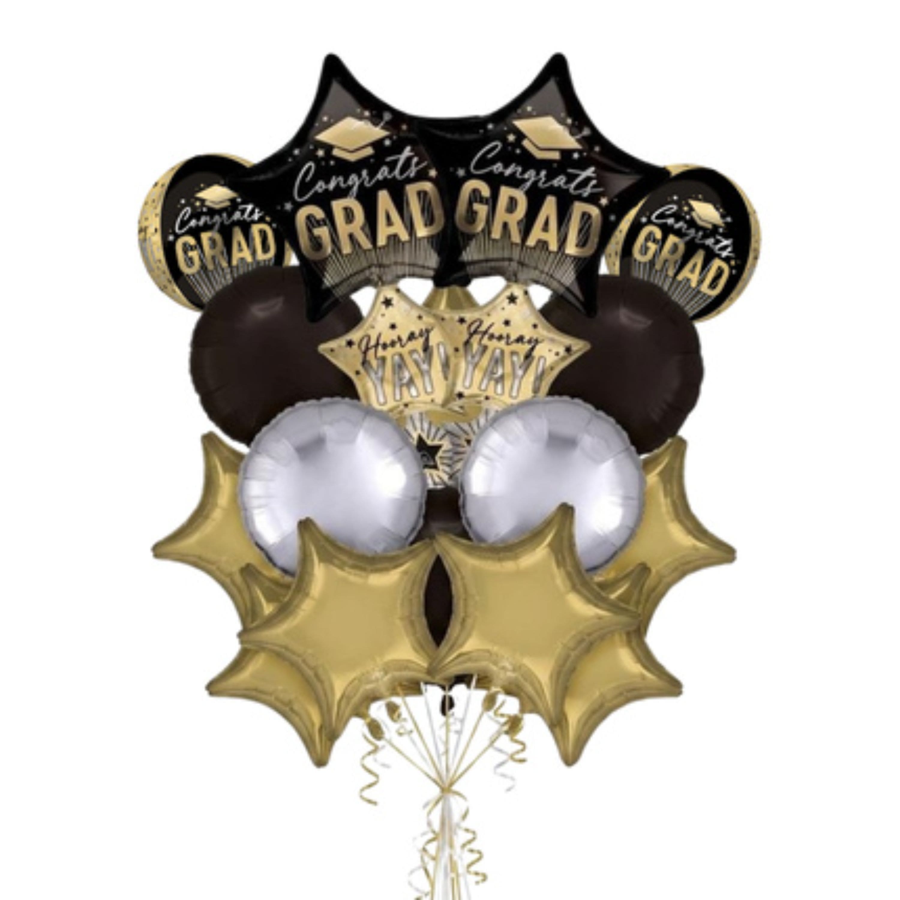 Graduation Stripes on Stripes Foil Balloon Bundle