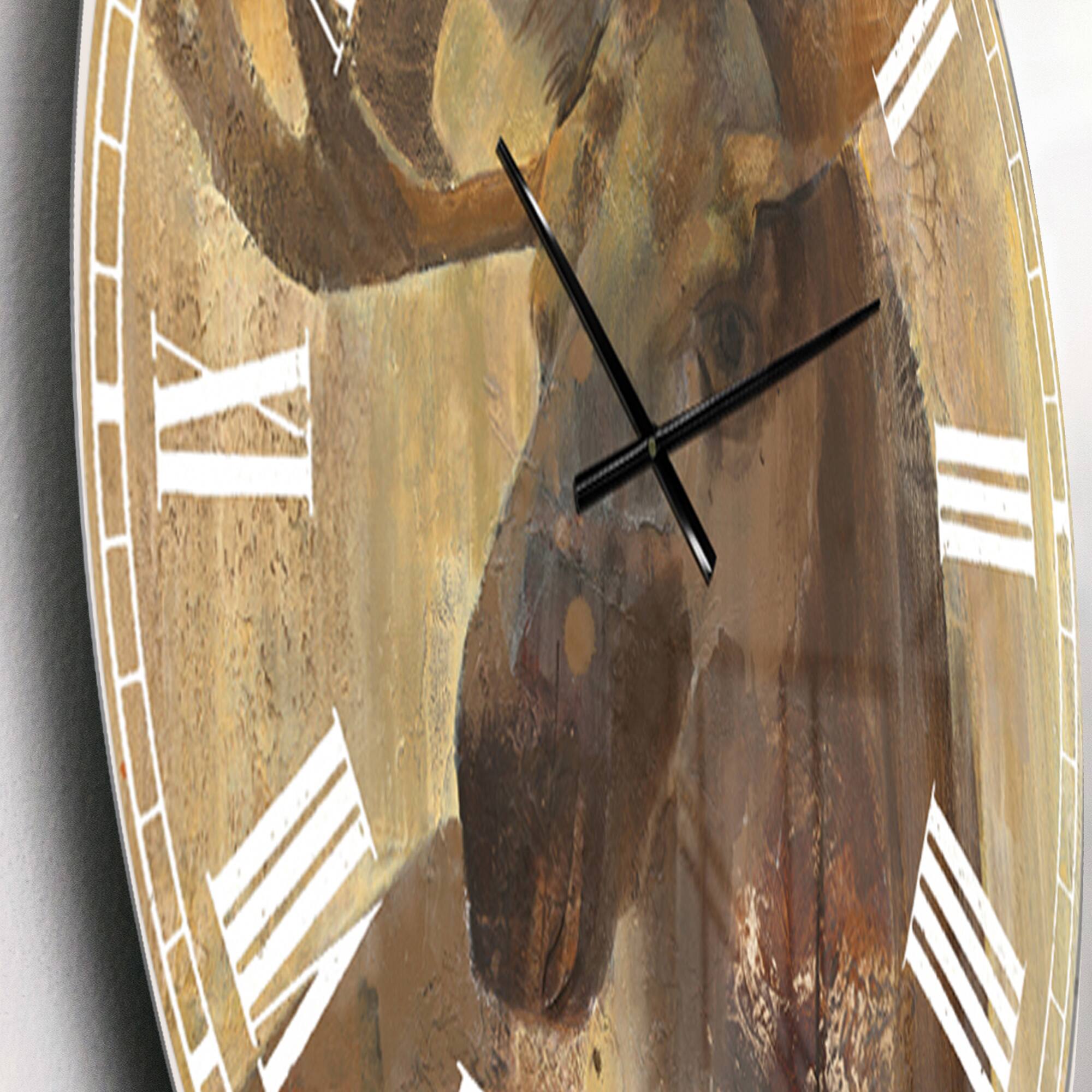 Designart 'Into The Wild Gold Moose Farmhouse Wall Clock