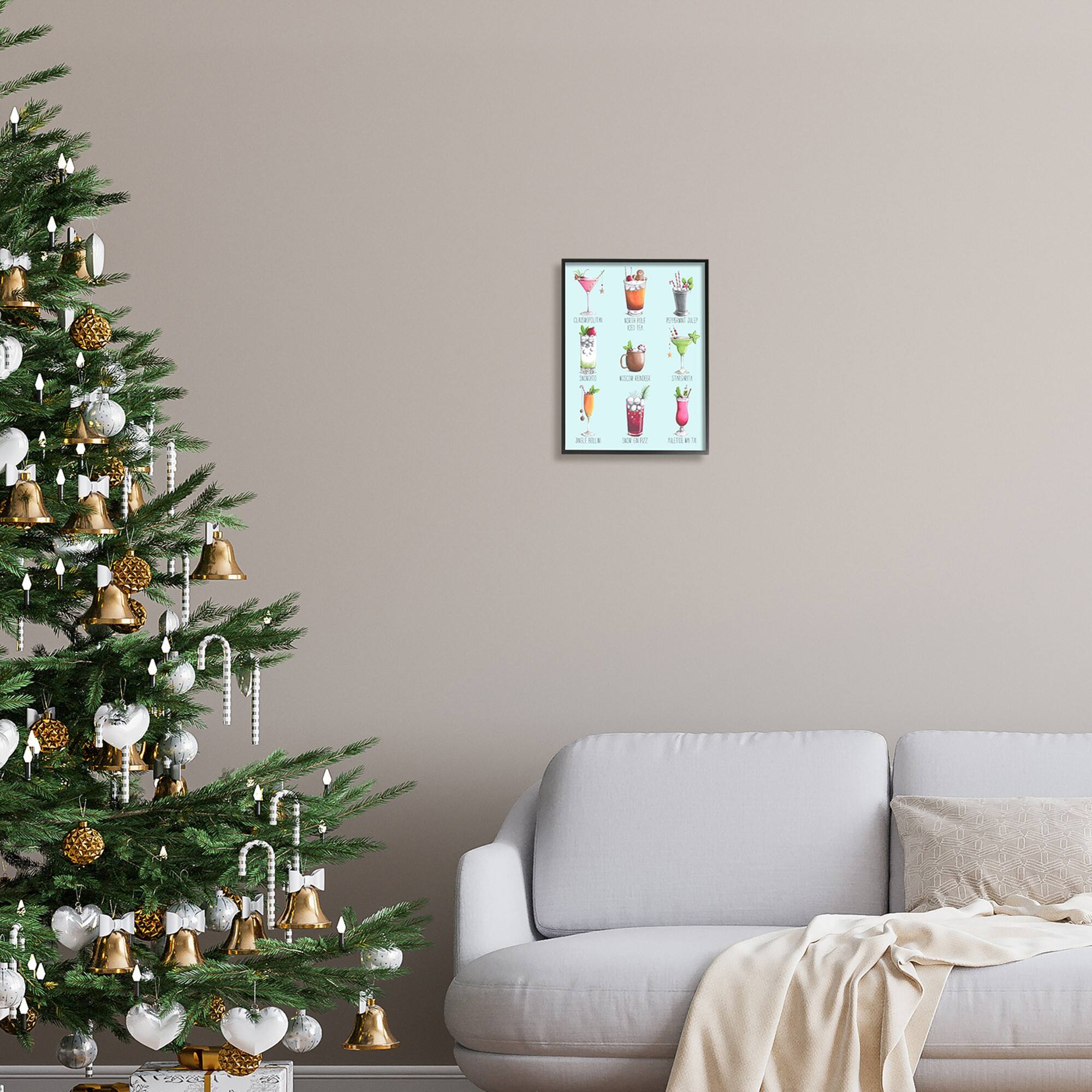 Stupell Industries Christmas Cocktails Seasonal Menu Framed Giclee Art