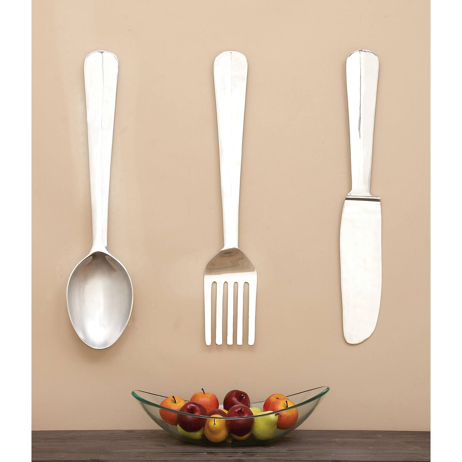 Silver Aluminum Utensil Wall Décor Set