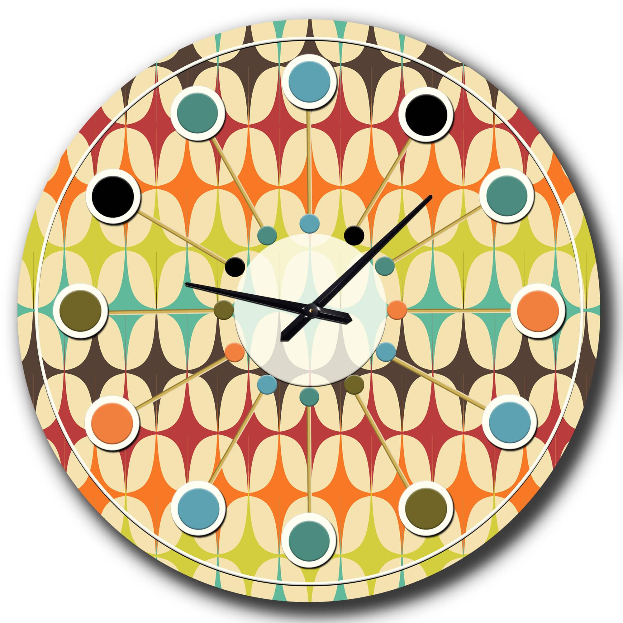 Designart 'Abstract Retro Geometric Pattern V Mid-Century Modern Wall Clock