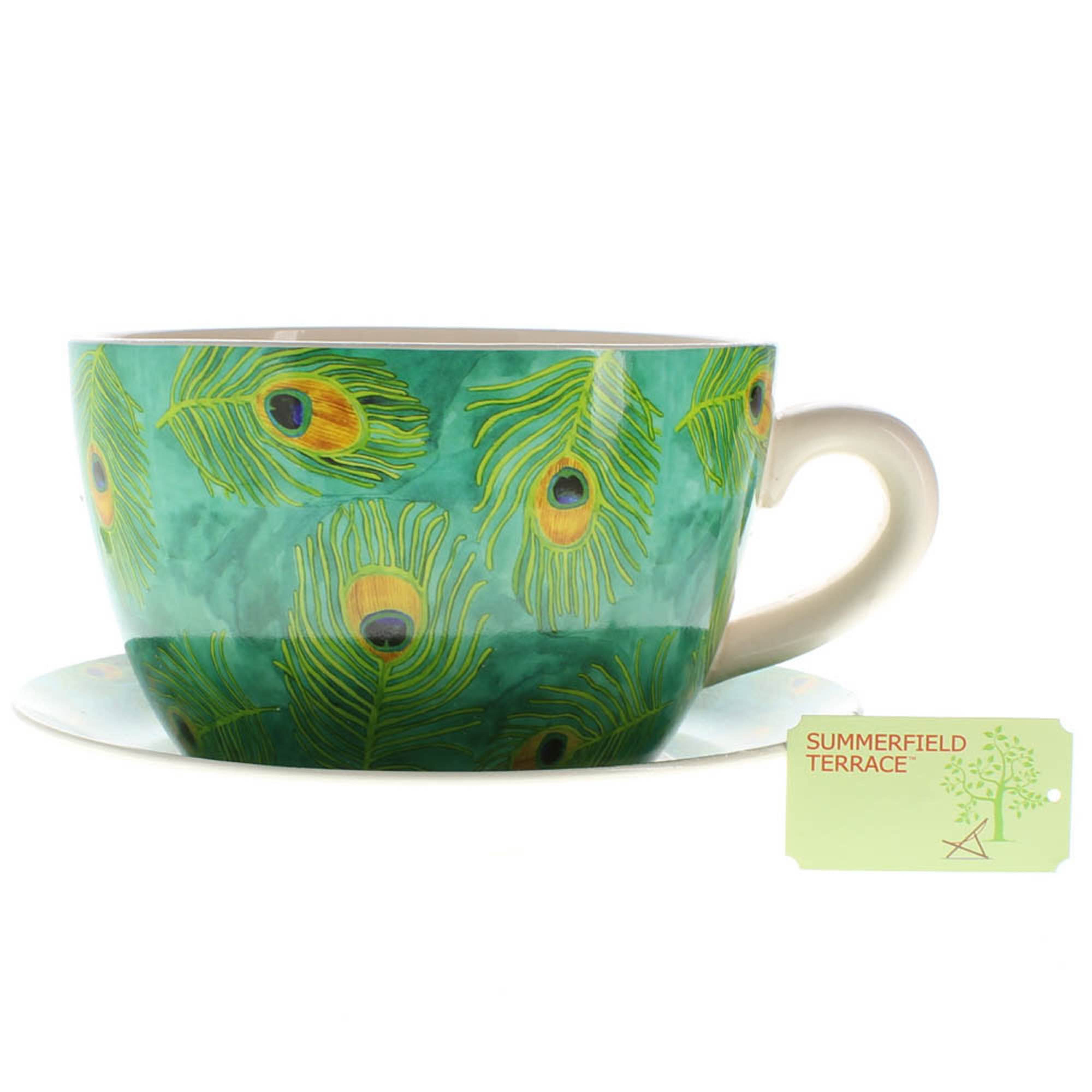 4.5'' Peacock Feather Teacup Planter
