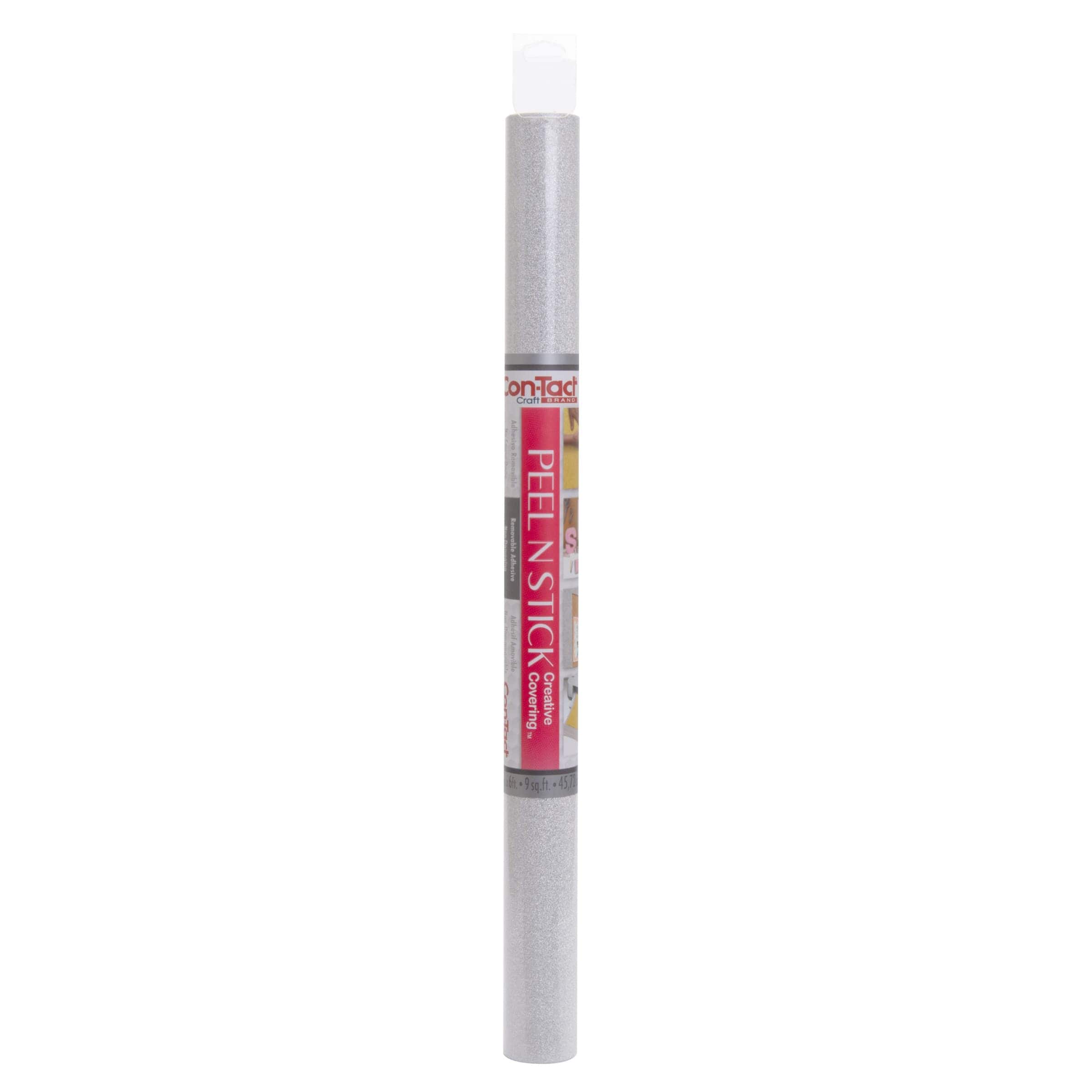 Con-Tact® 18" x 6ft. Glitter FX Silver Peel N Stick Covering