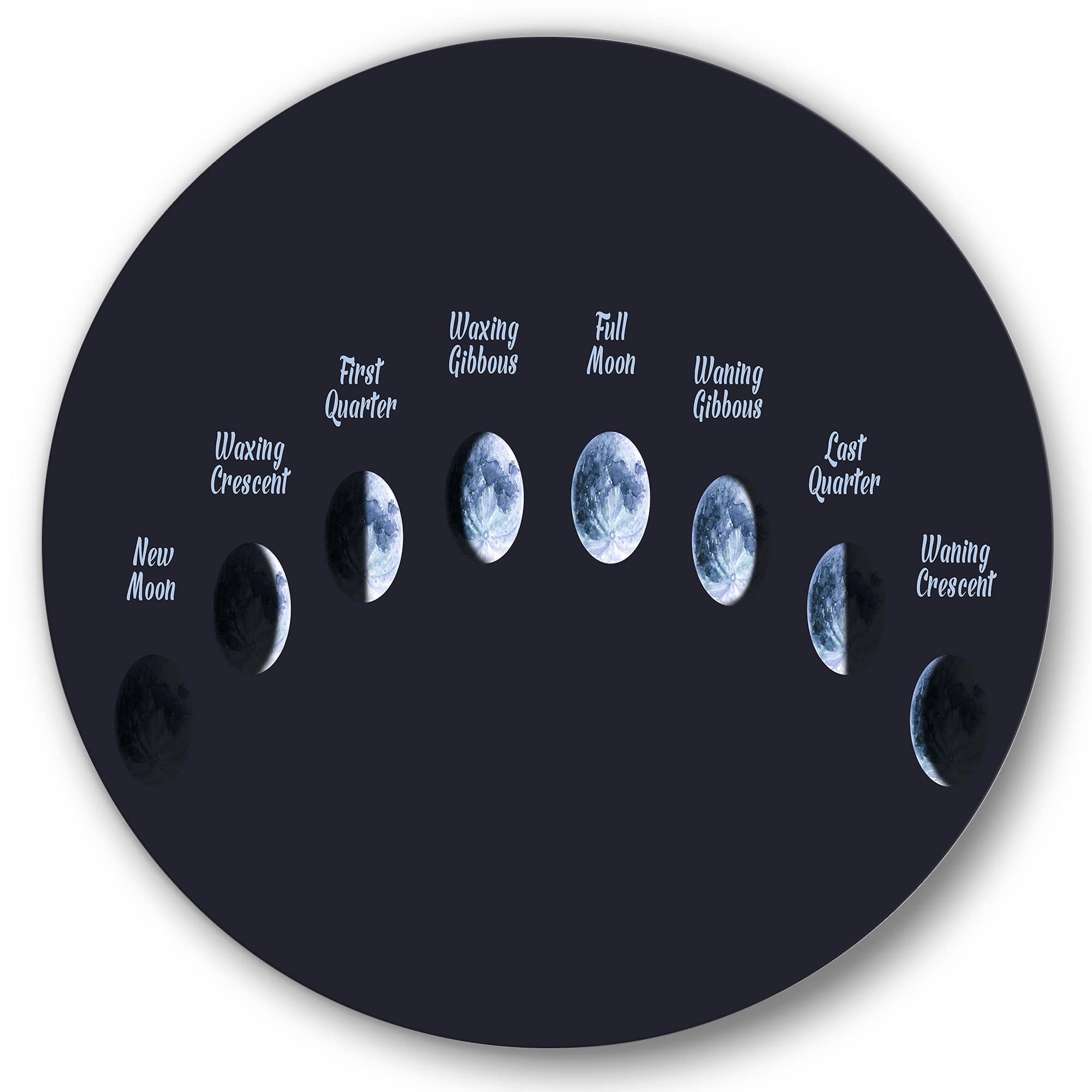 Designart - Moon Phases In Space - Bohemian & Eclectic Metal Circle Wall Art