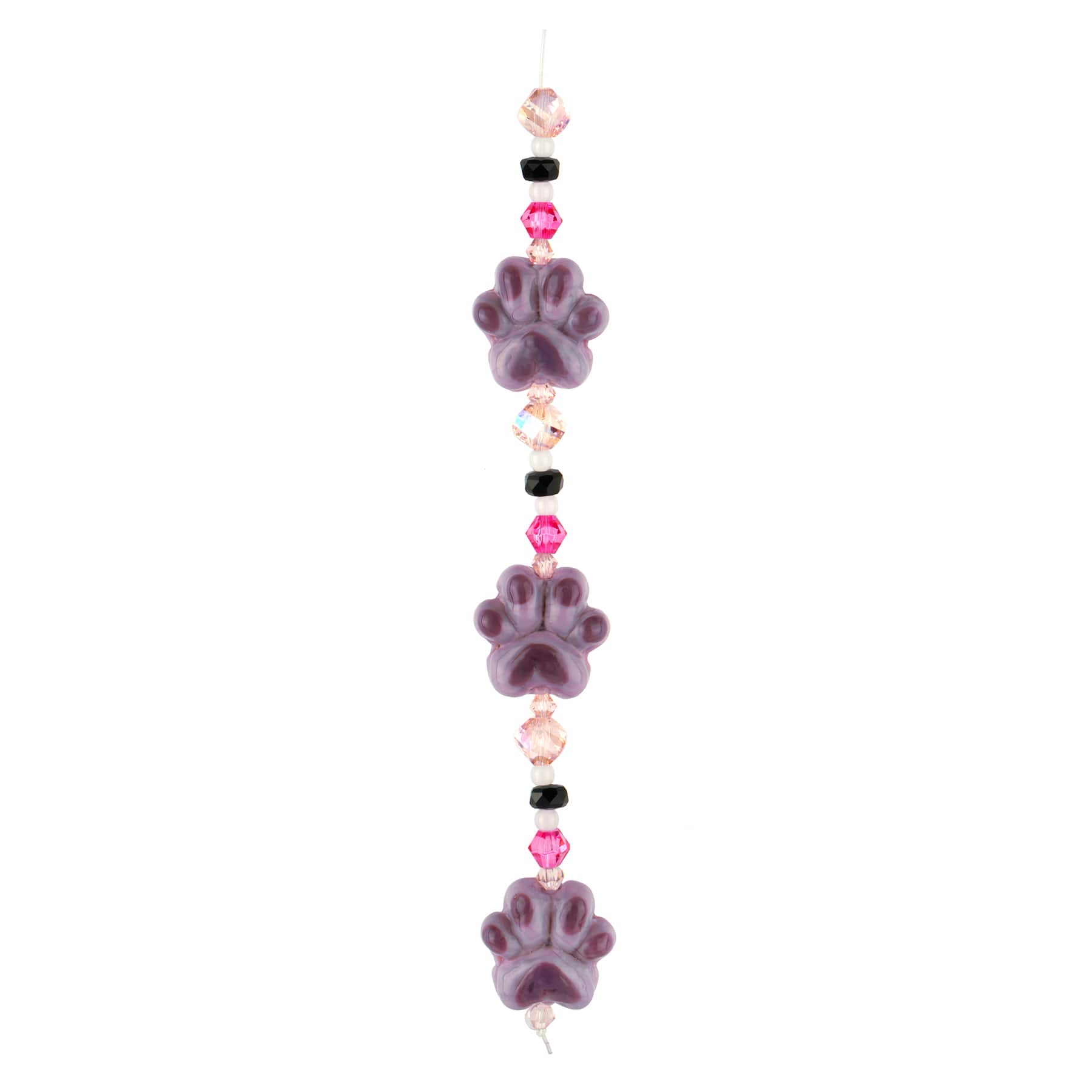 Purple Lampwork Glass Pawprint Beads by Bead Landing™