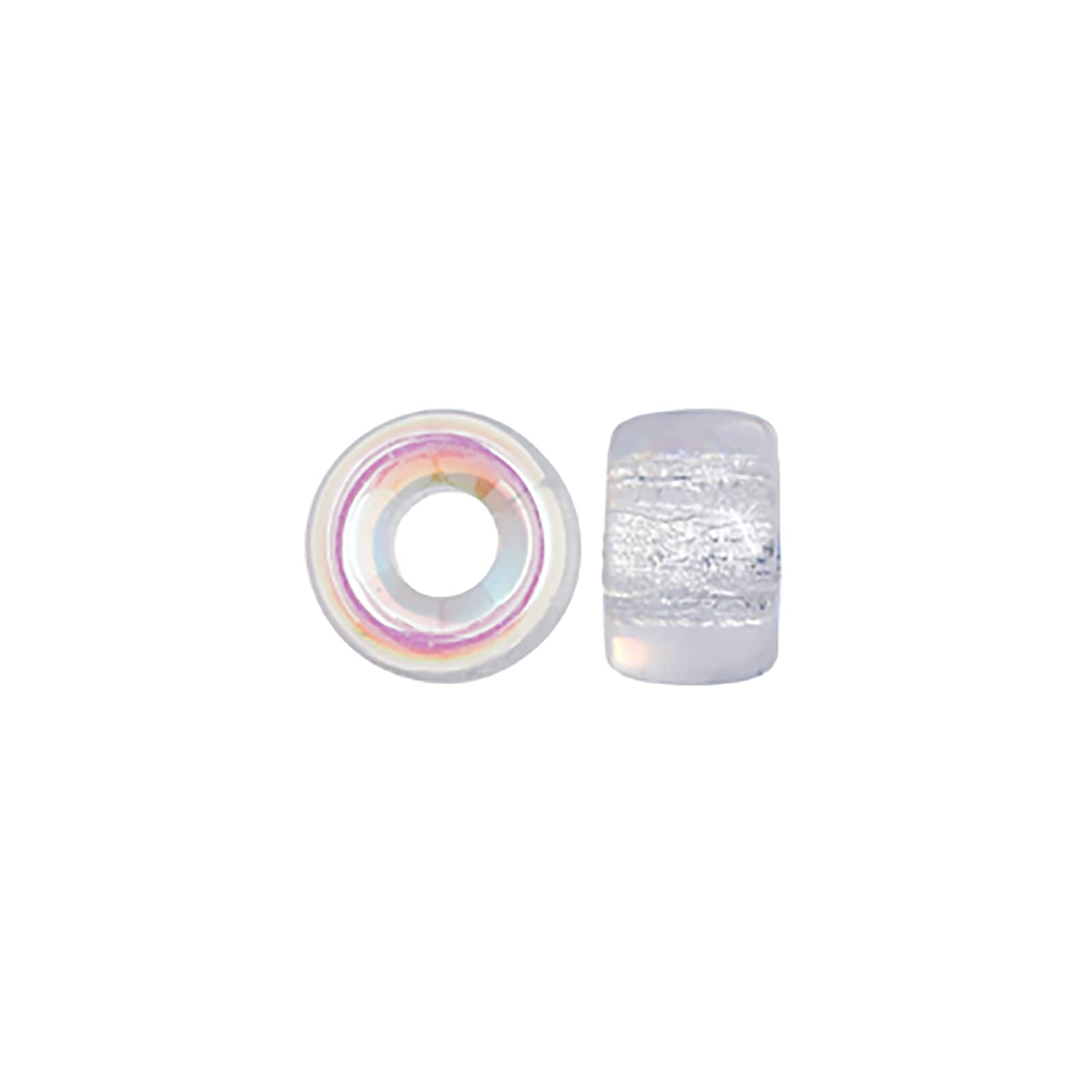 John Bead 9mm Transparent Crystal AB Czech Glass Pony Beads, 100ct.