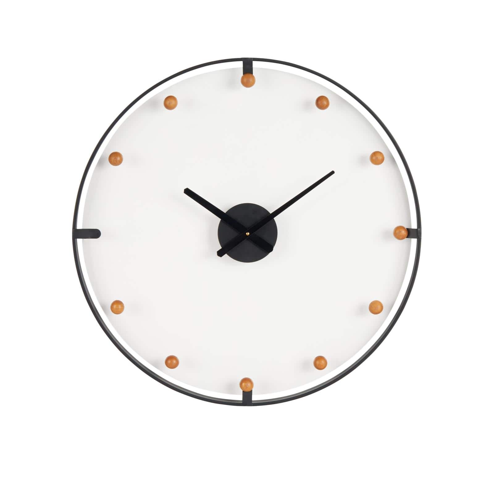 27.5" Black Metal Decorative Wall Clock with Acrylic Face & Ball Accents