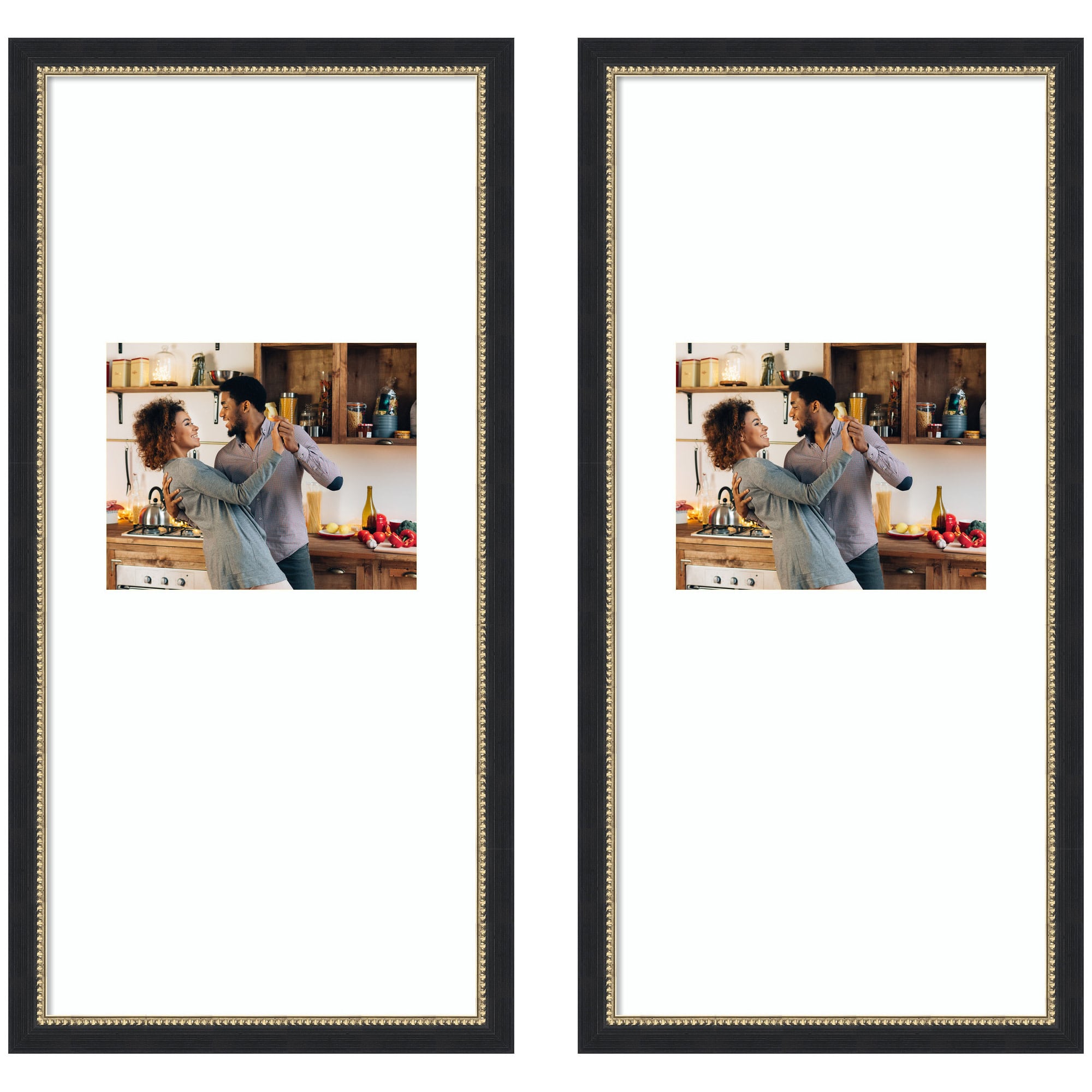 Kate and Laurel Belmont Black Photo Frames with Mat, 2ct.