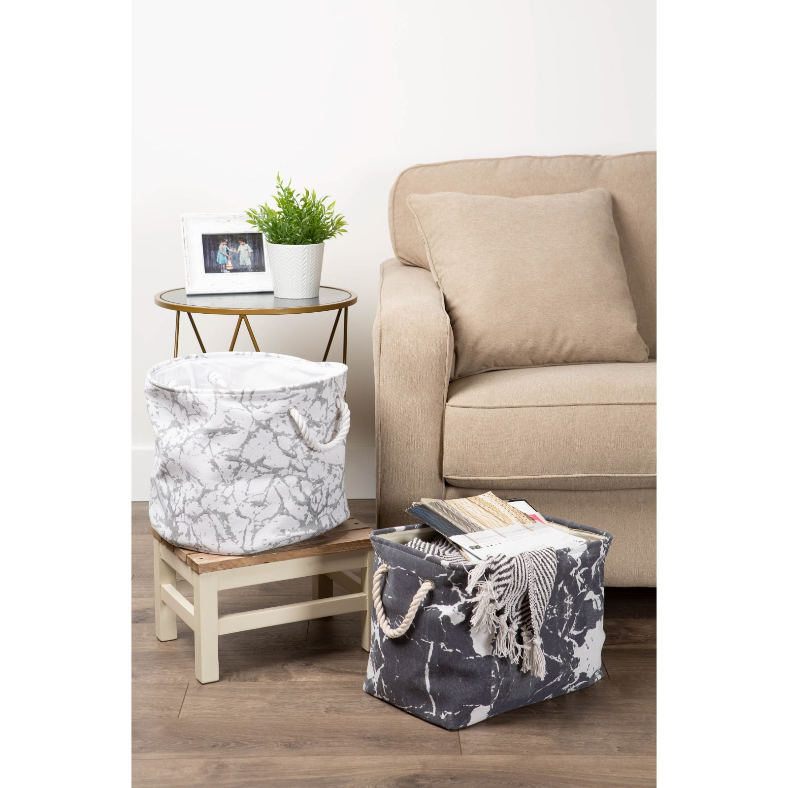 DII® Medium Round Marble Polyester Bin