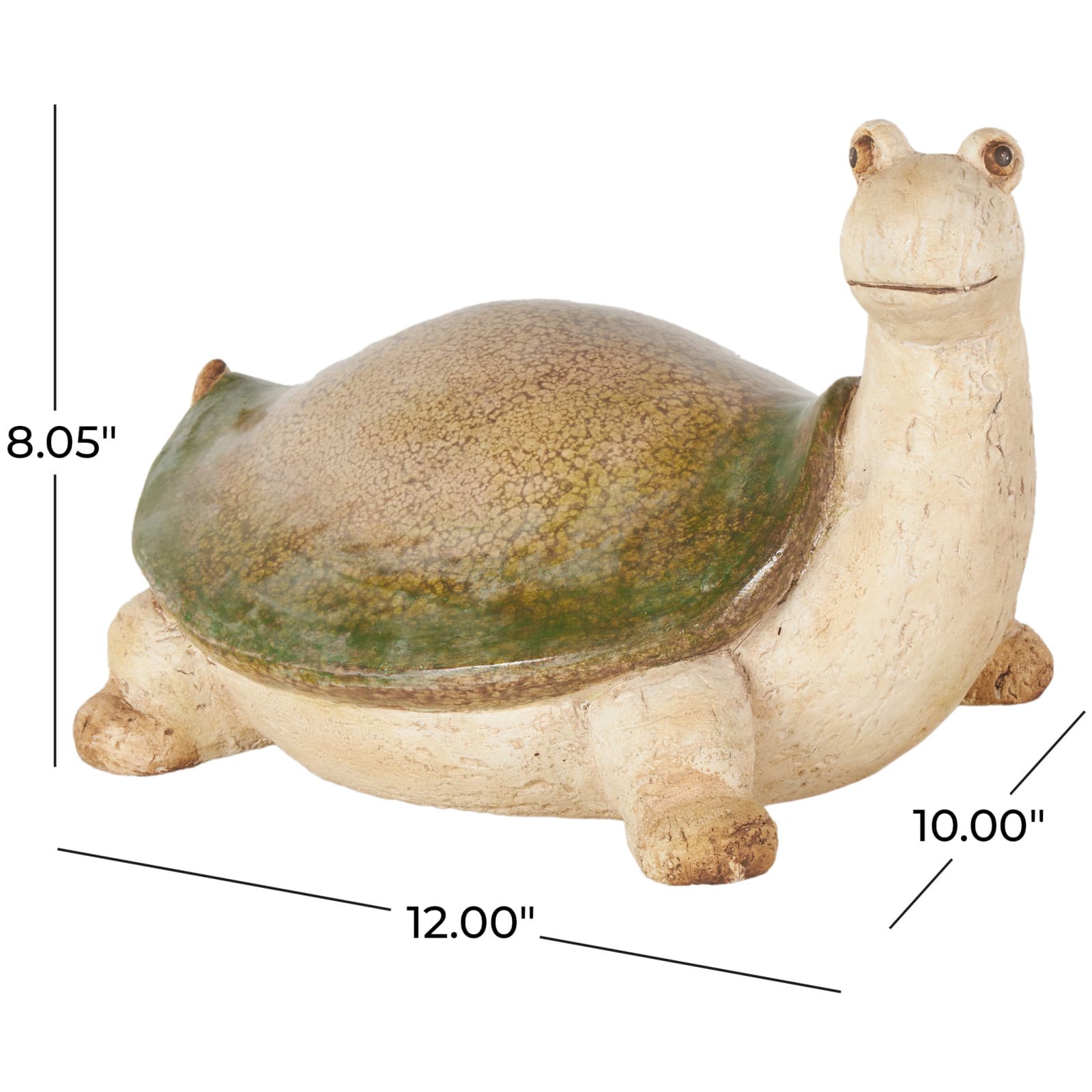 8" Cream & Green Magnesium Oxide Turtle Garden Sculpture