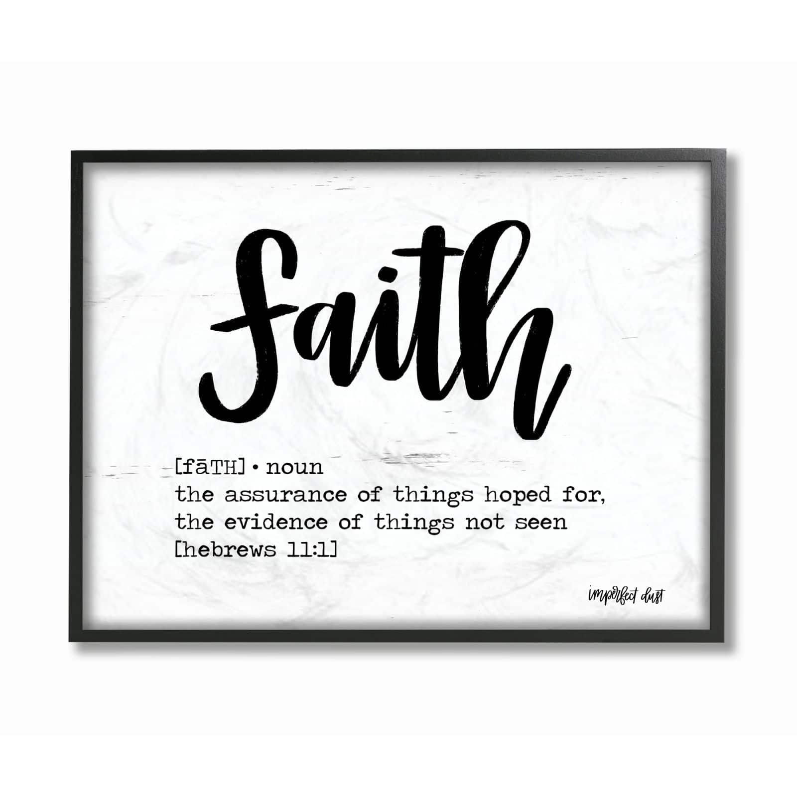 Stupell Industries Faith Definition Religious Black And White Word Design Framed Wall Art