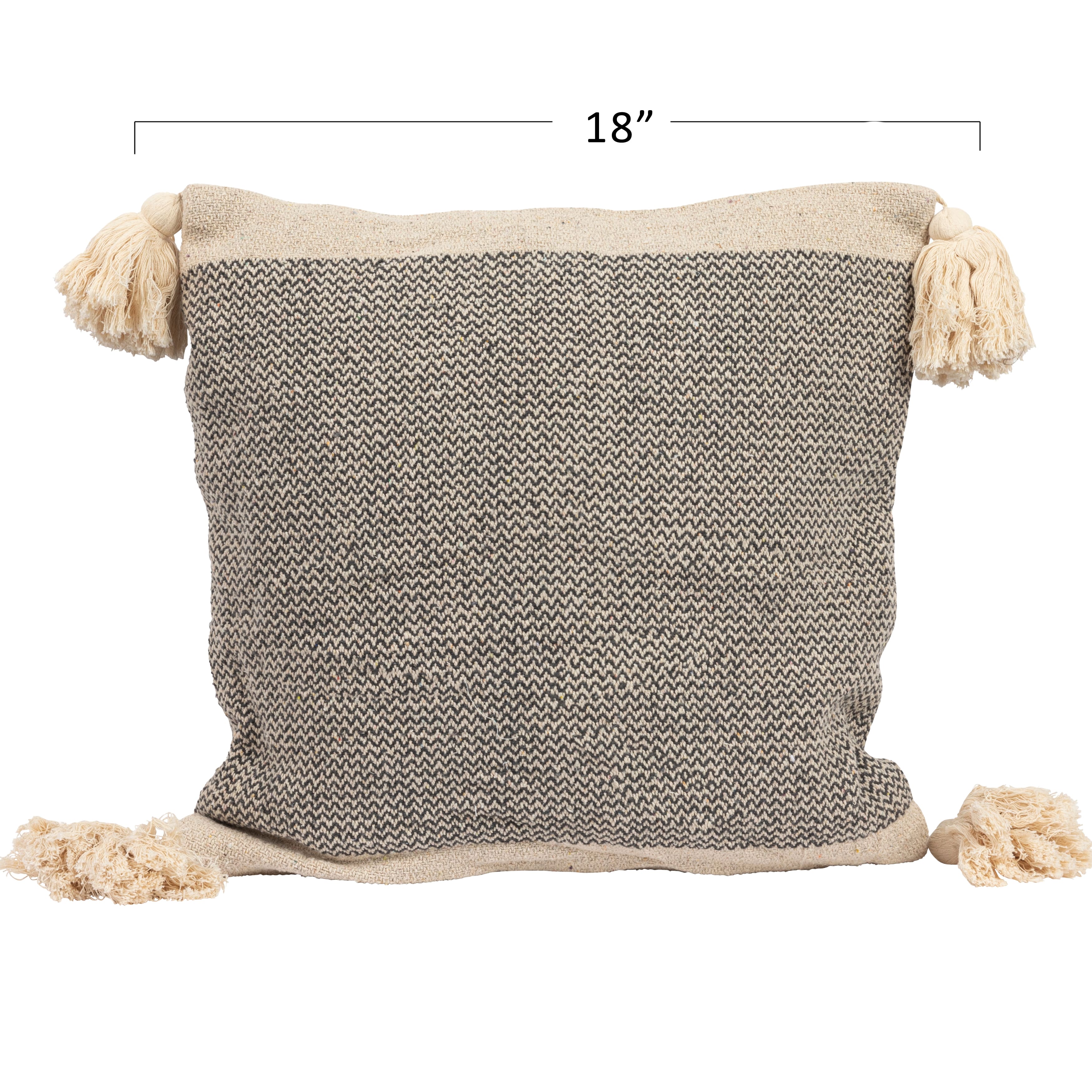 Hello Honey® Gray & Cream Throw Pillow with Corner Tassels
