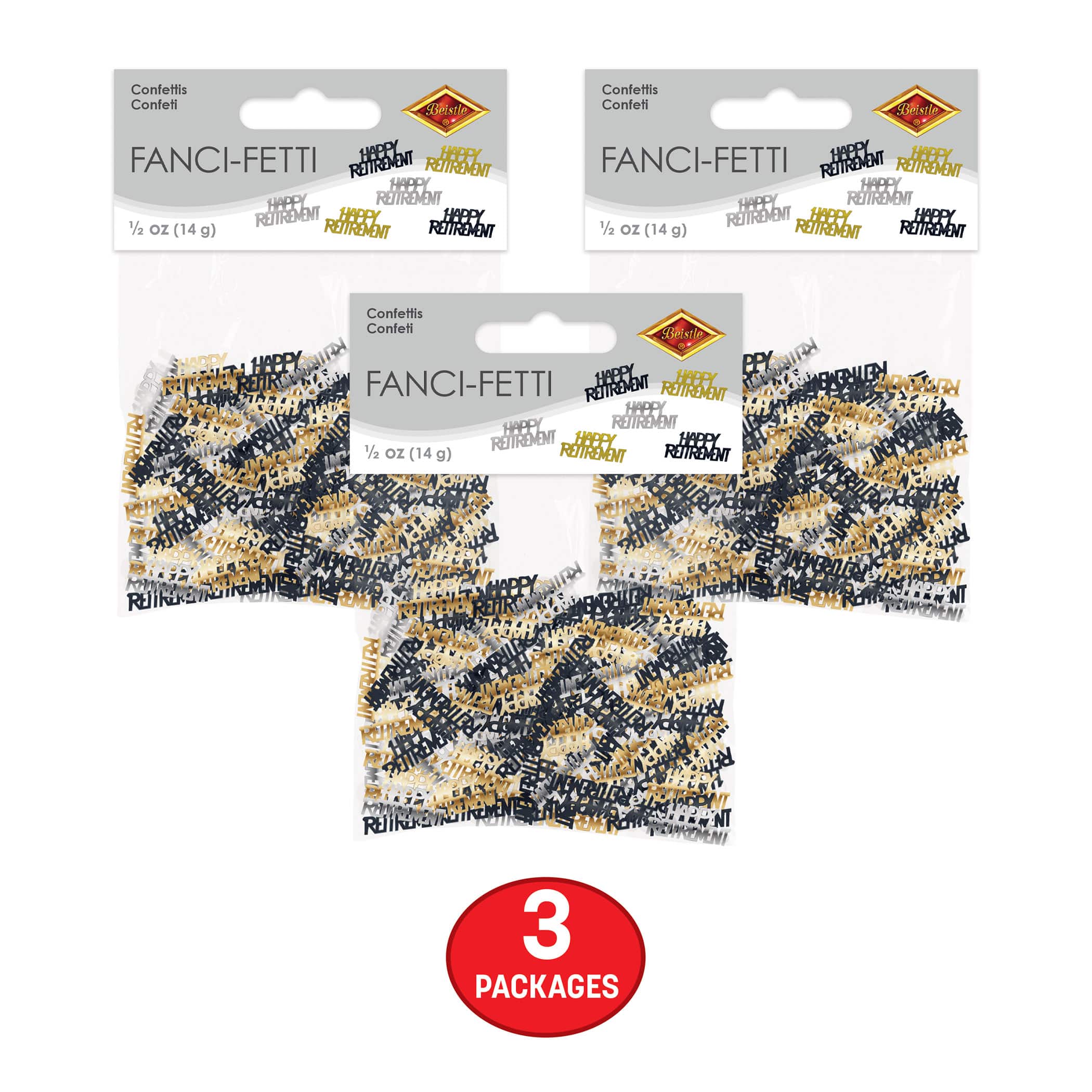 Beistle Black, Gold & Silver Happy Retirement Fanci-Fetti, 3ct.
