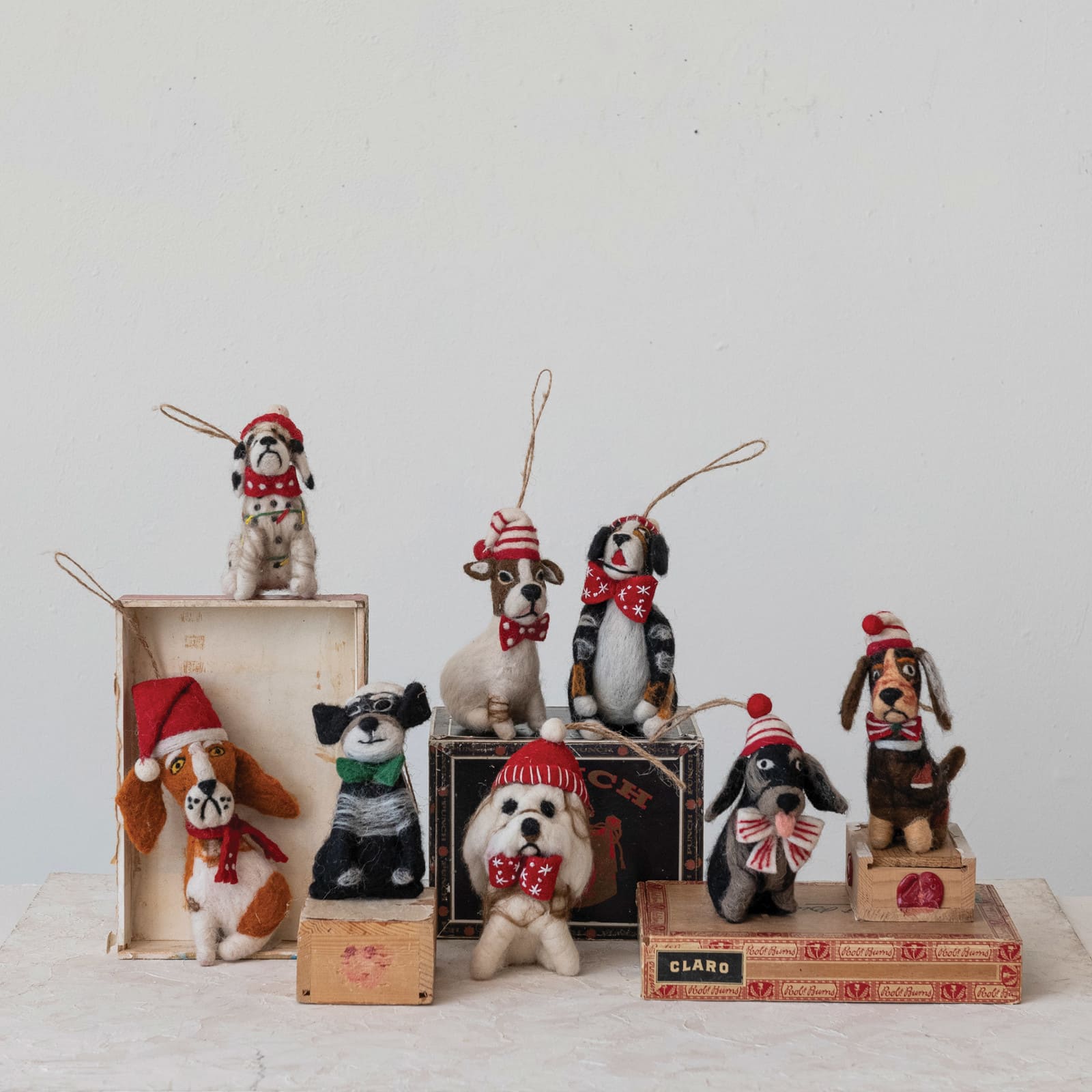 Hello Honey® Handmade Wool Felt Christmas Dog Ornament Set