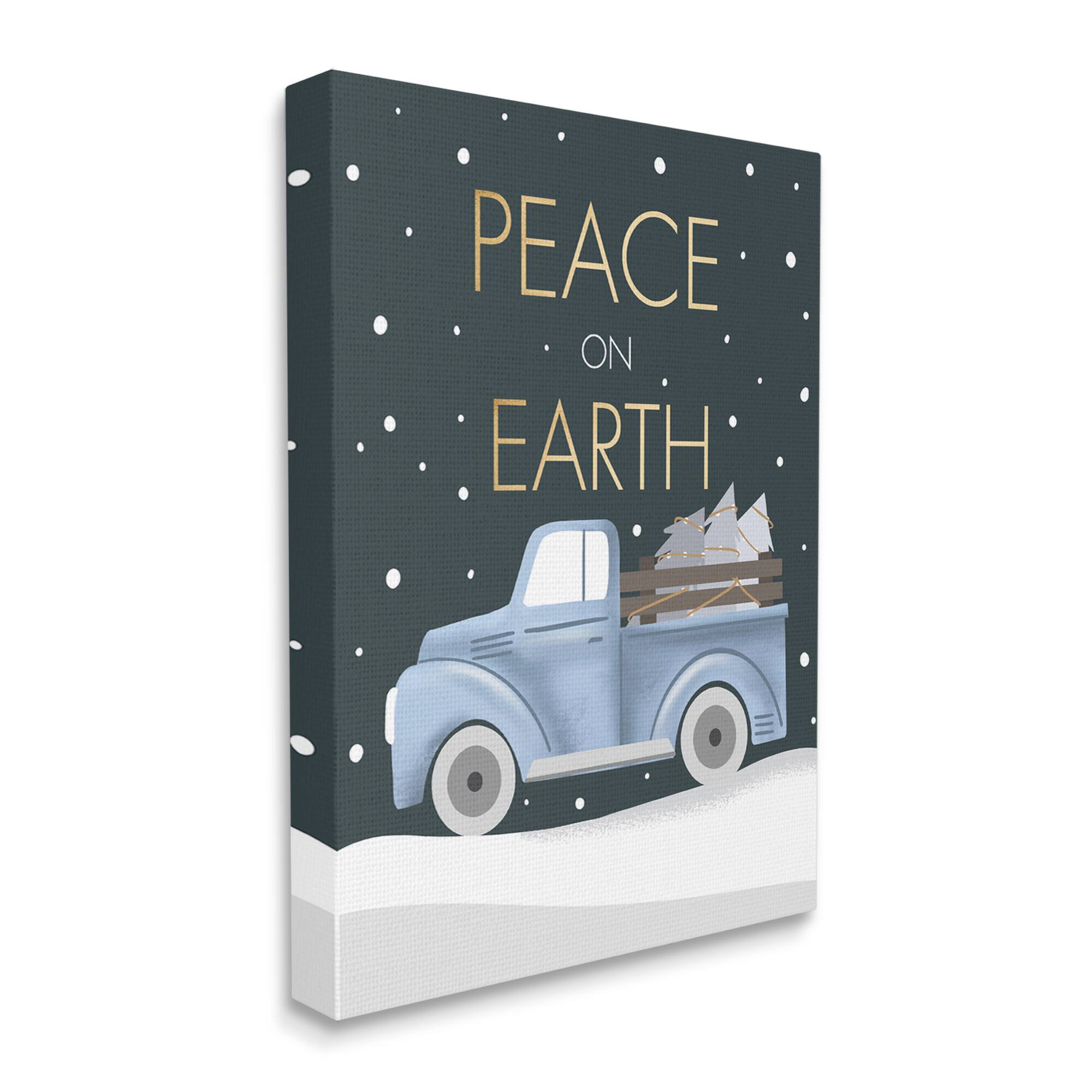 Stupell Industries Peace On Earth Snowy Truck Canvas Wall Art