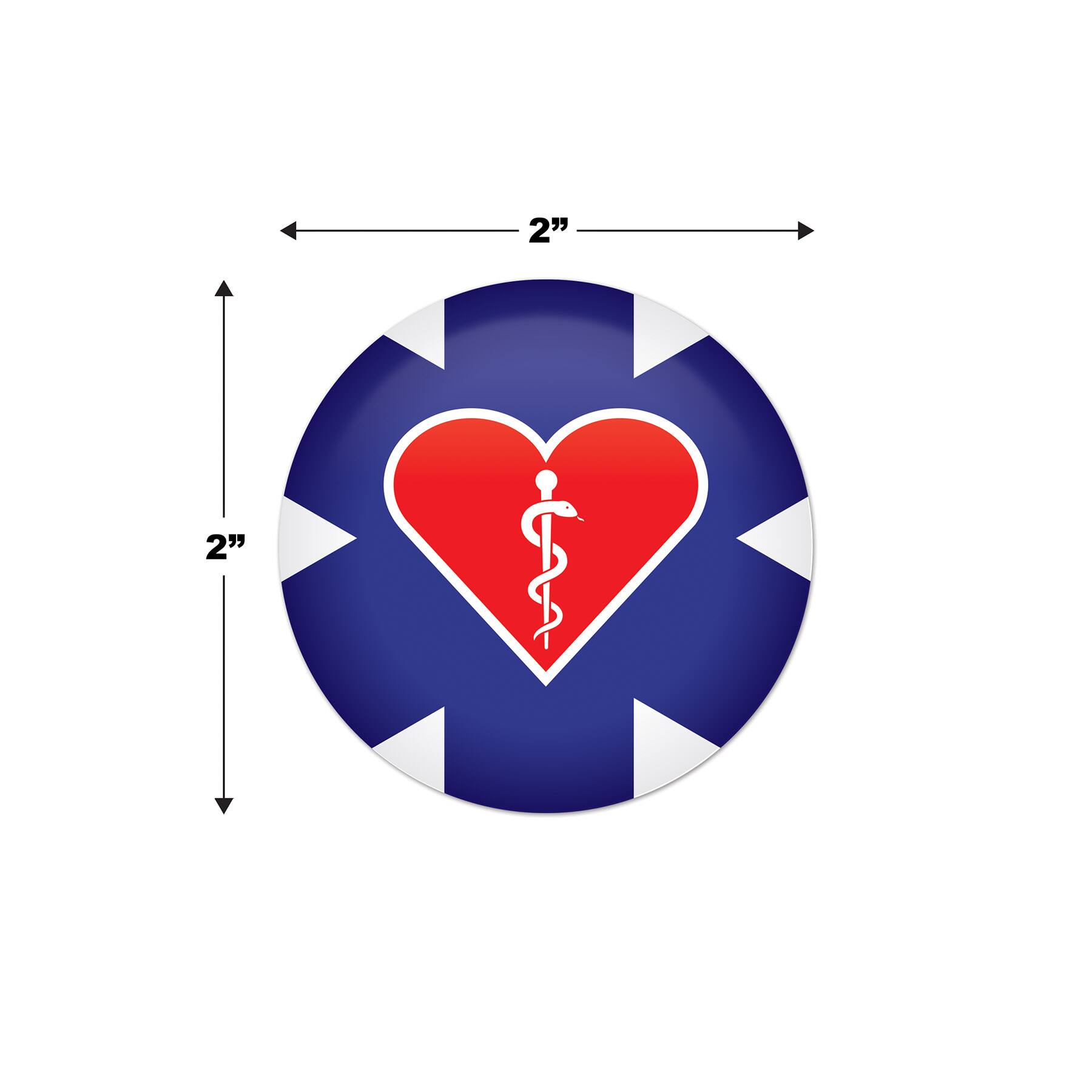 Beistle 2" Blue Medical Star Icon with Red Heart Buttons, 6ct.