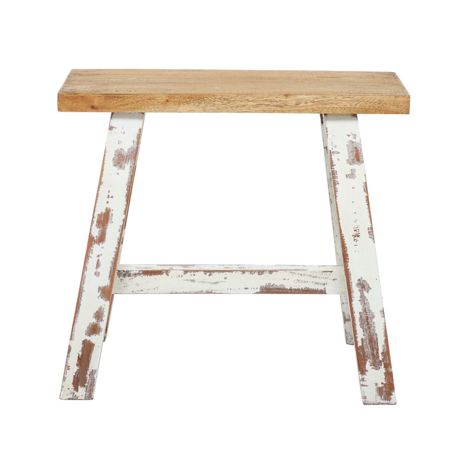 Brown & White Wood Farmhouse Bench