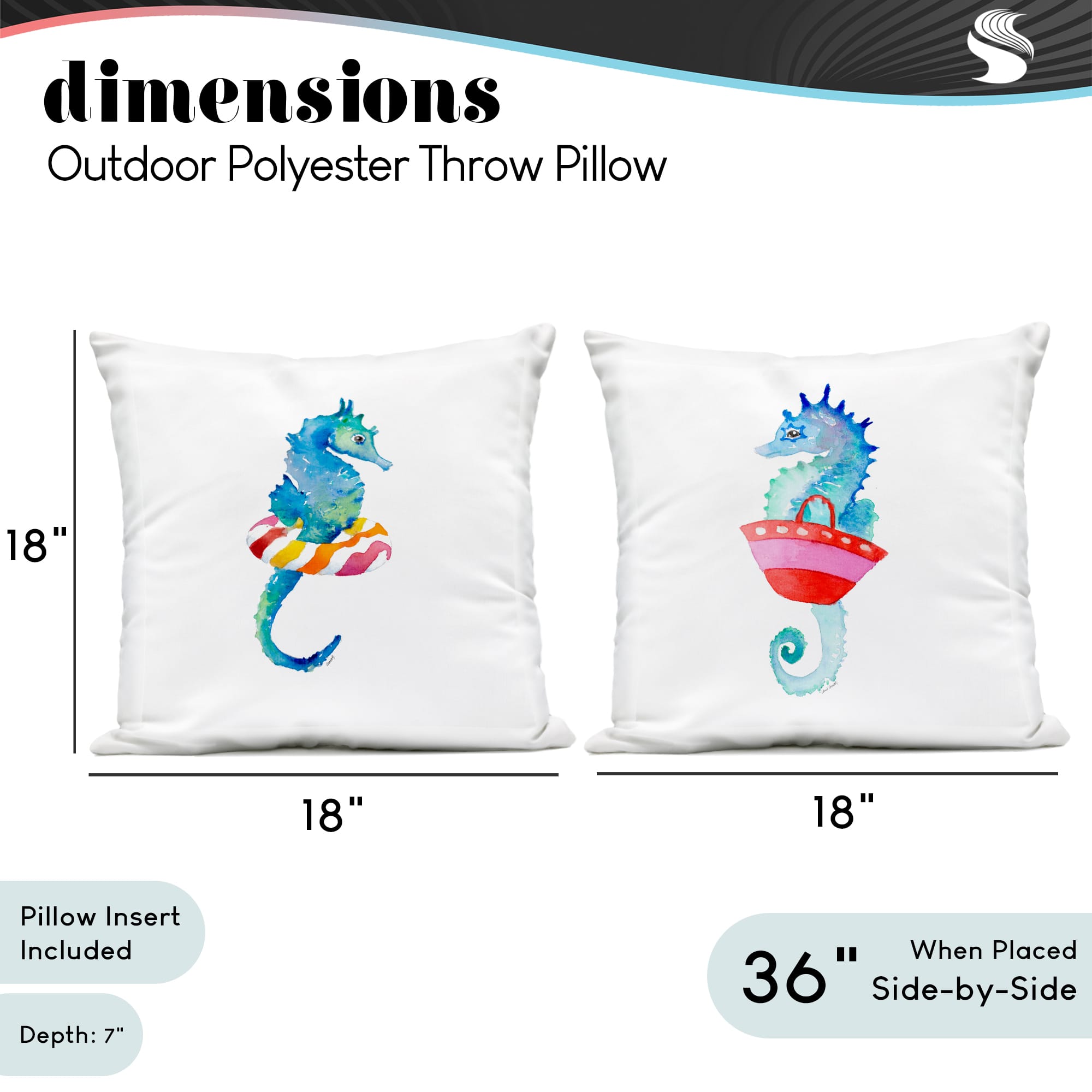 Stupell Industries 18" x 18" Blue Seahorses Beach Outdoor Print Throw Pillow Set