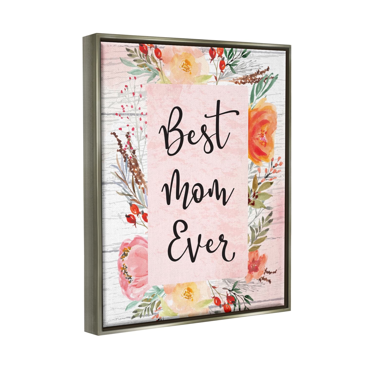 Stupell Industries Best Mom Ever Floral Family Floater Framed Art