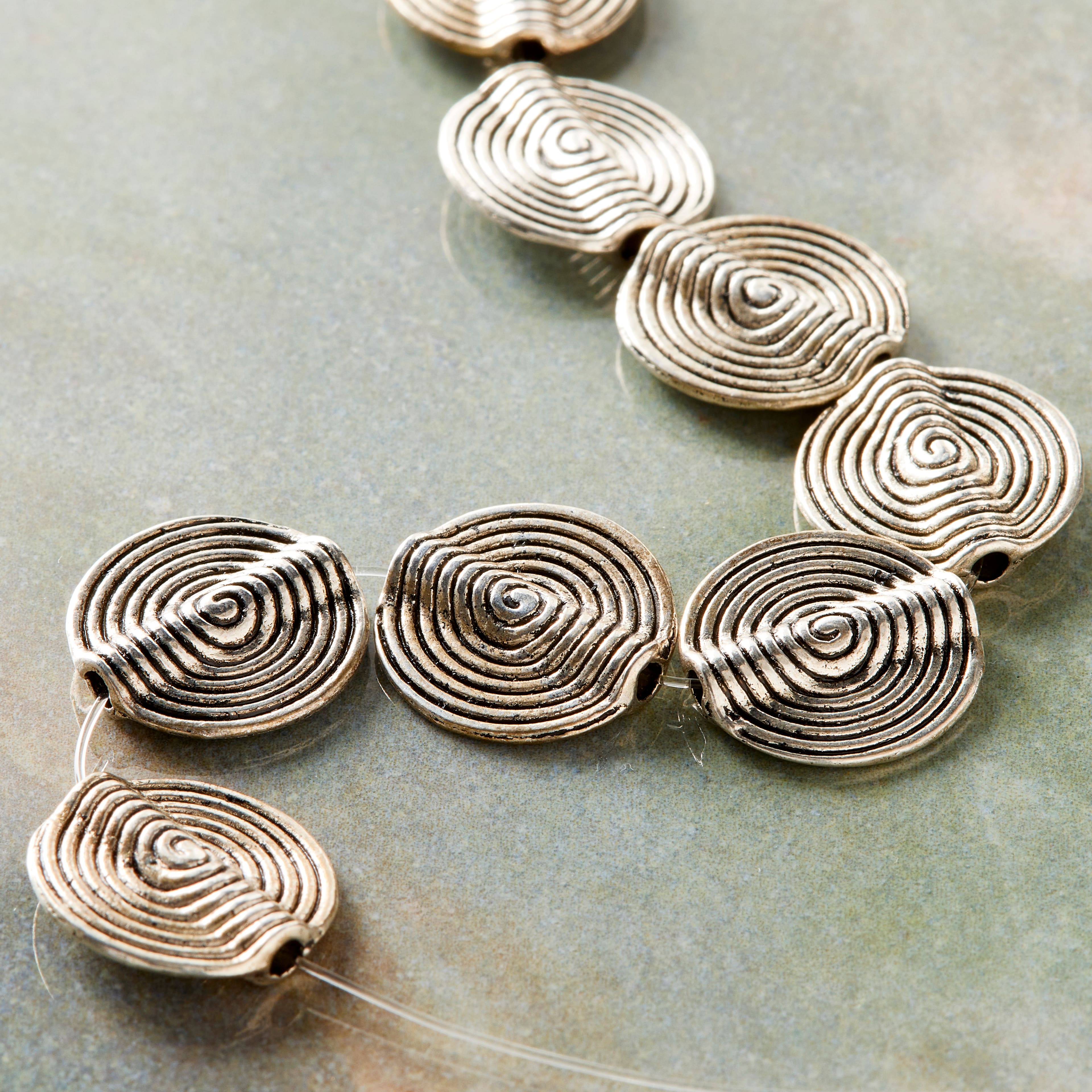 12 Pack:  Silver Plated Metal Flat Lentil Beads, 15mm by Bead Landing™