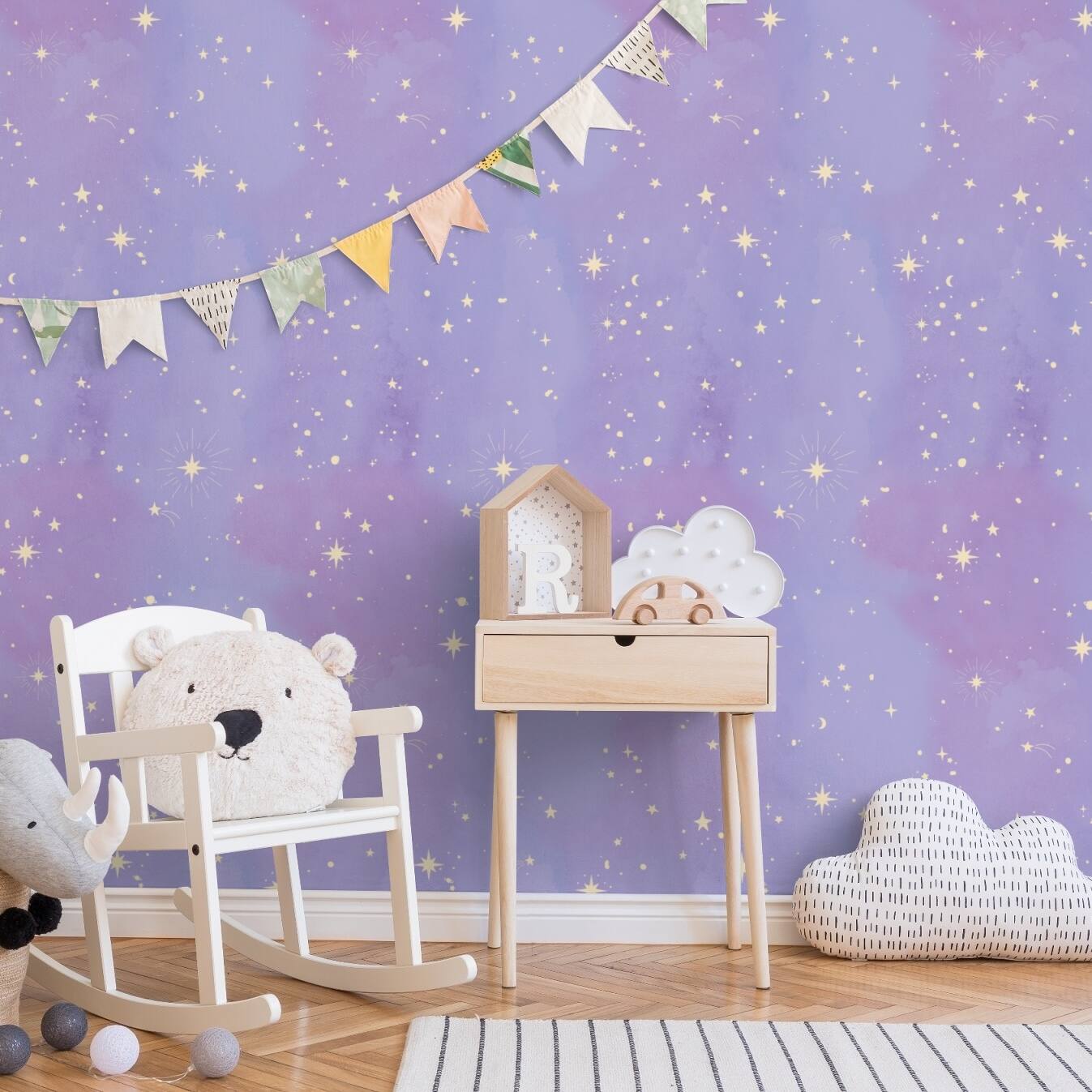 Simple Shapes Dreamscape Stars Pre-pasted Wallpapers, 2ct.